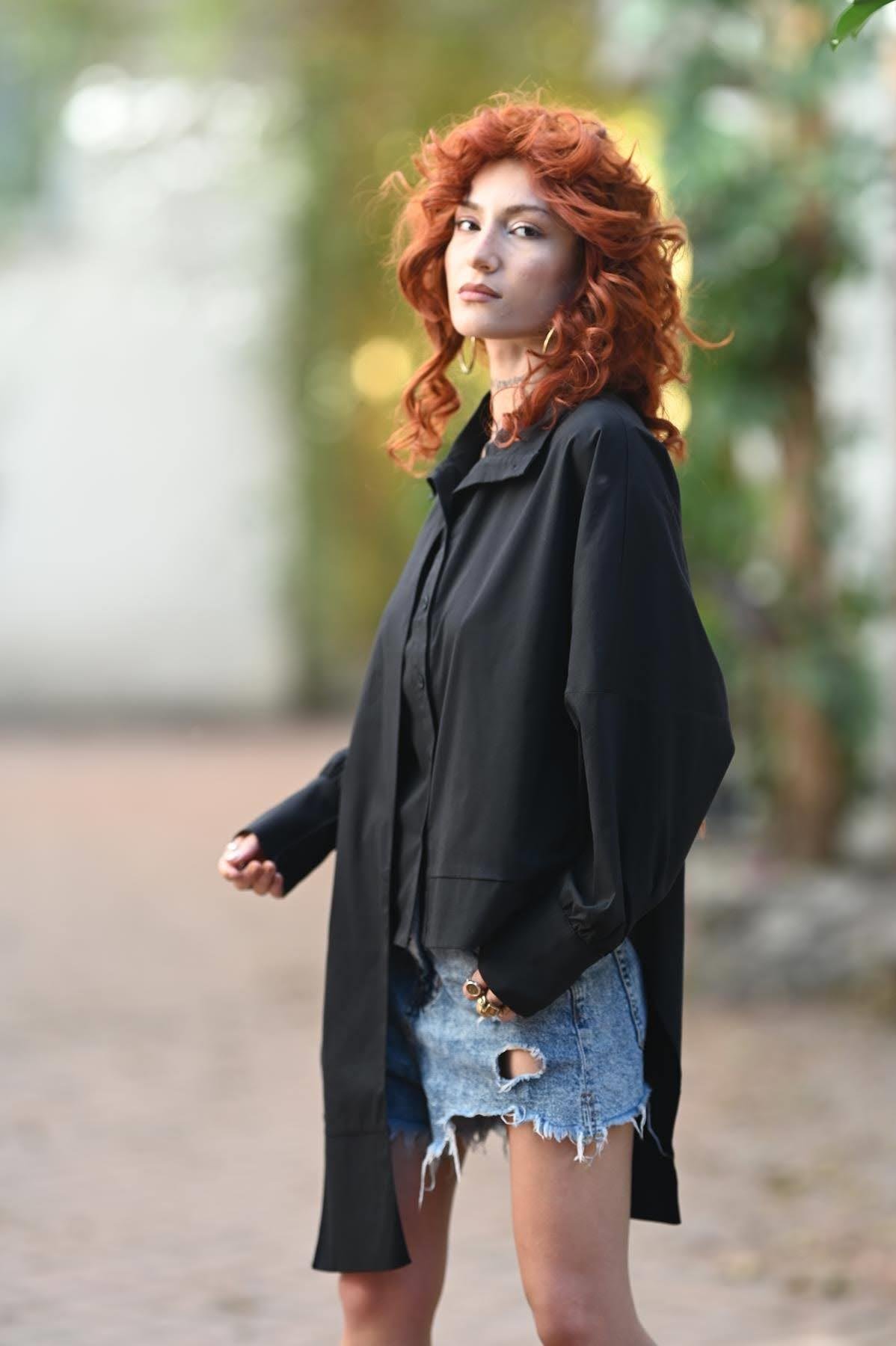 Black Collar Detail Shirt