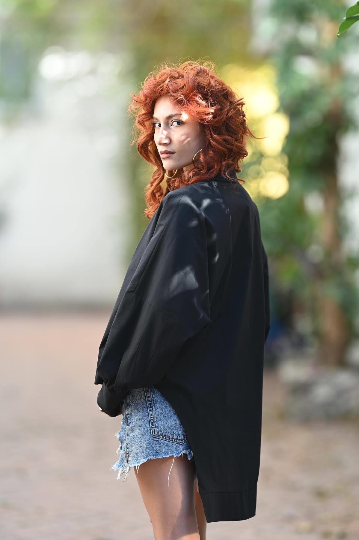 Black Collar Detail Shirt