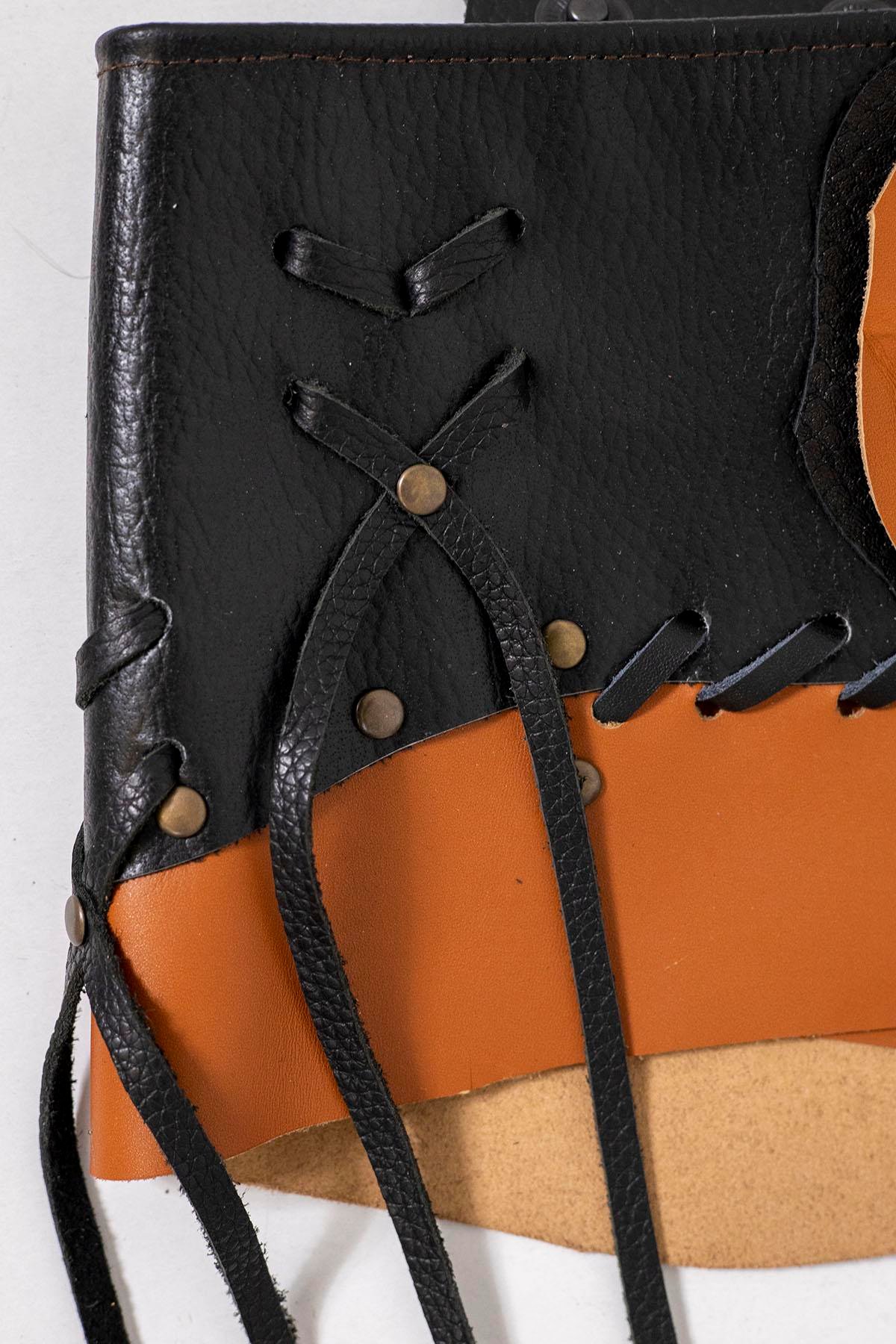 Siyah Doğal Taşlı Deri Kemer