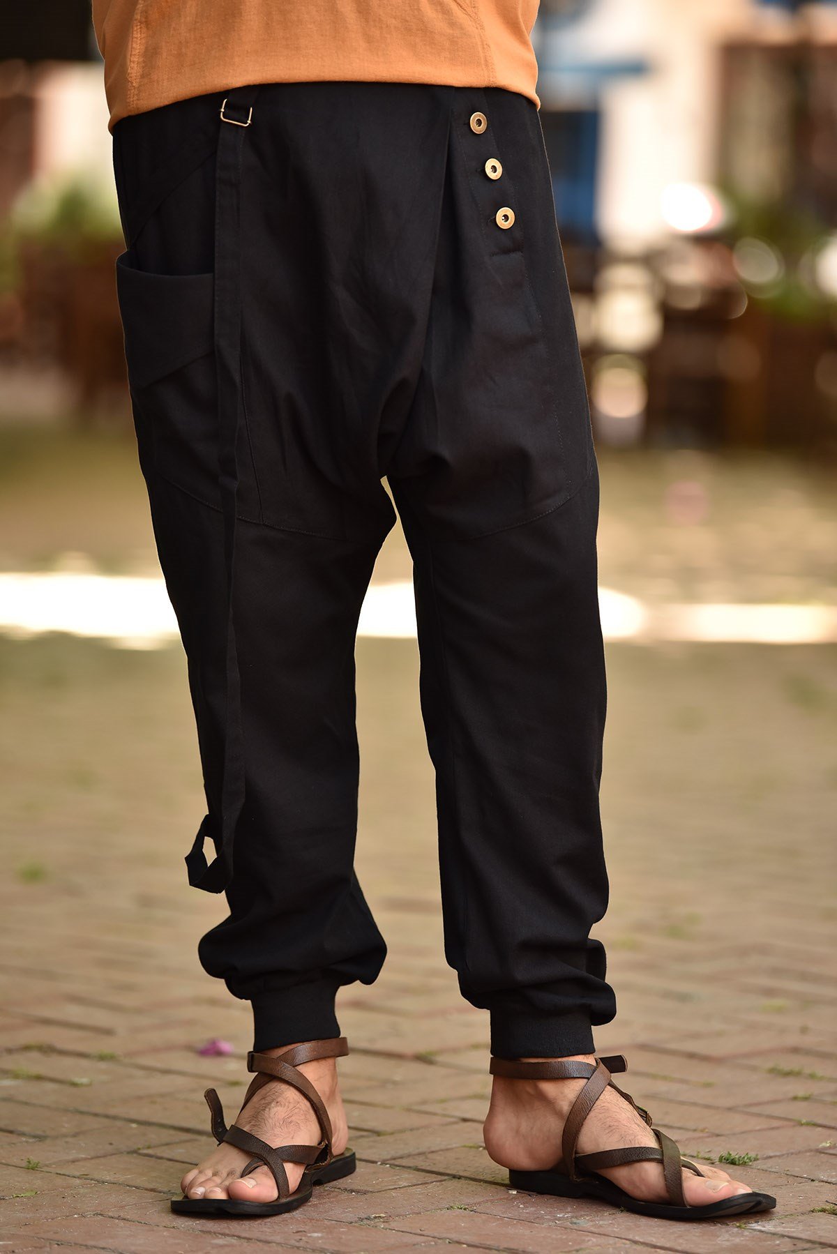 Siyah Düğmeli Erkek Şalvar Pantolon