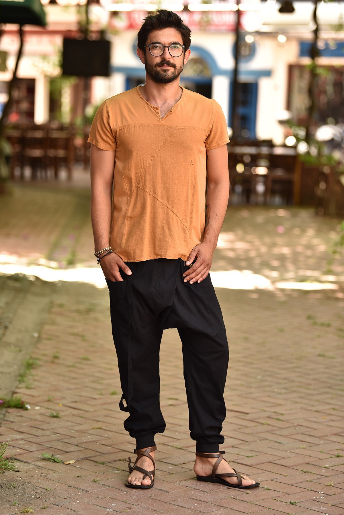 Siyah Düğmeli Erkek Şalvar Pantolon