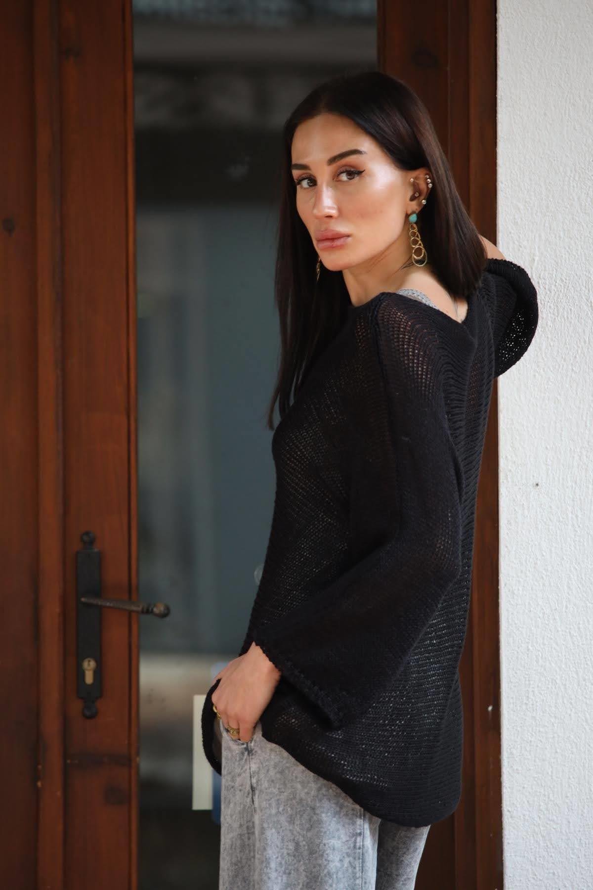 Siyah Kayık Yaka Fakir Kol Merserize