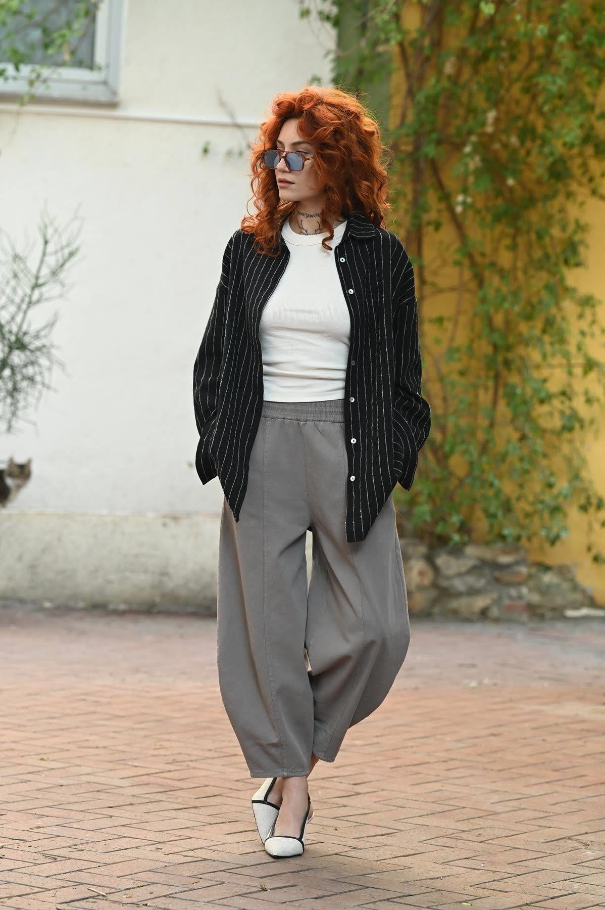 Black Striped Linen Shirt