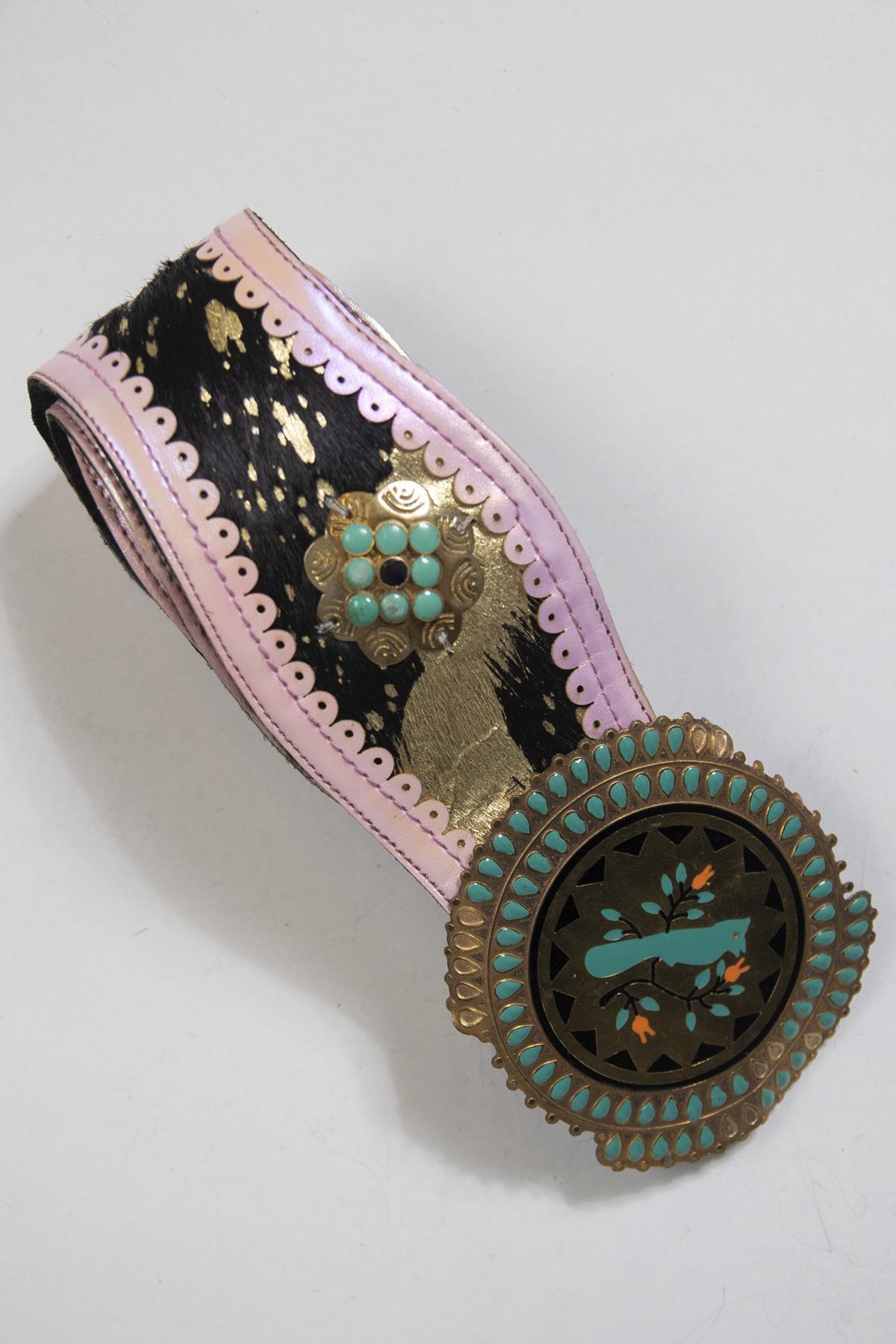 Siyah Tay Tüyü Büyük Tokalı Kemer