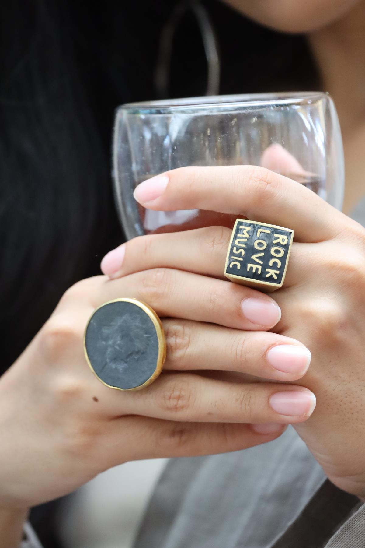 Sloganlı Bronz Yüzük