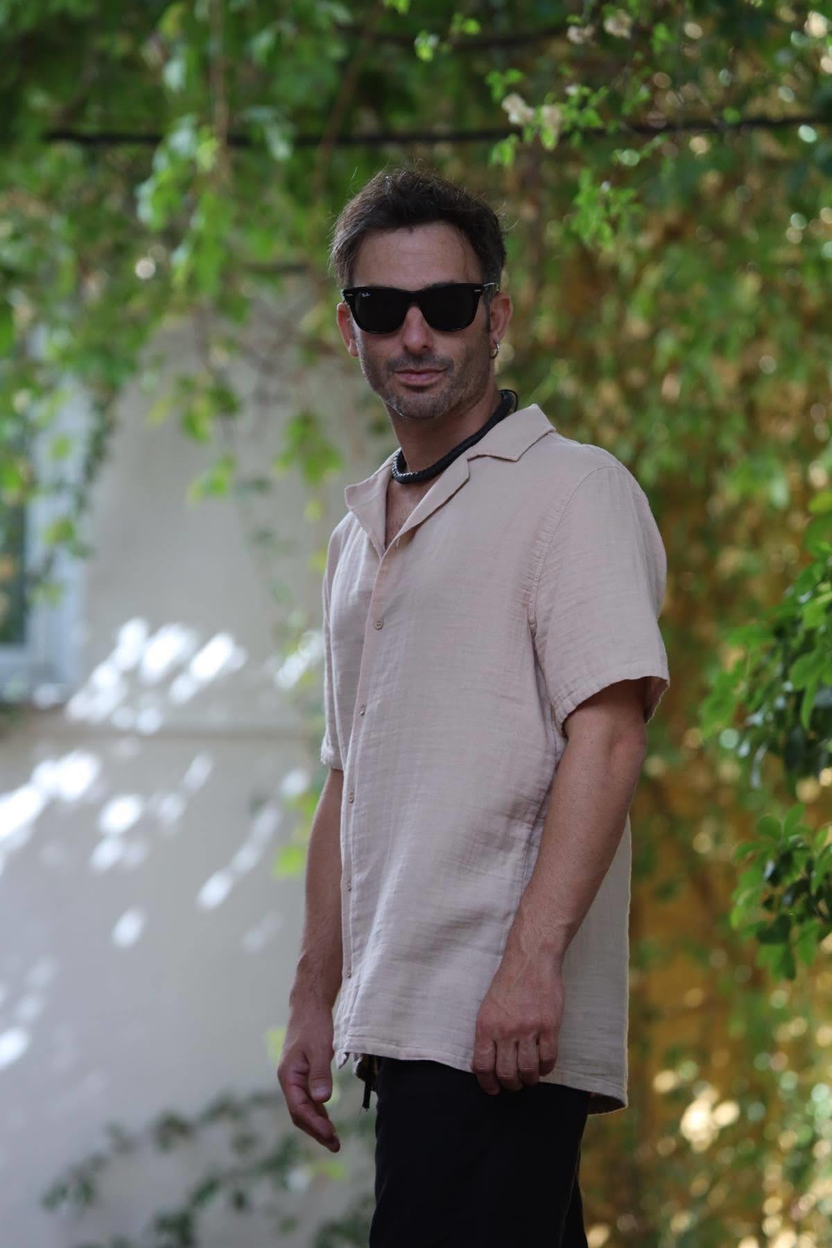 Sütlü Kahve Kısa Kollu Erkek Gömlek