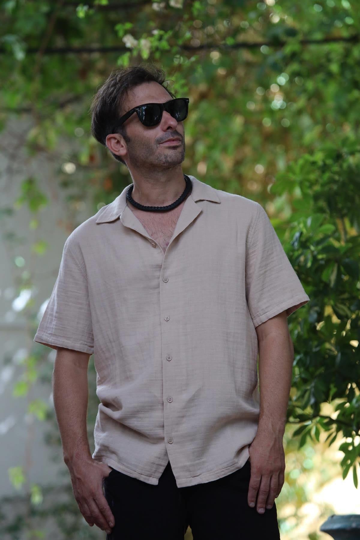 Sütlü Kahve Kısa Kollu Erkek Gömlek