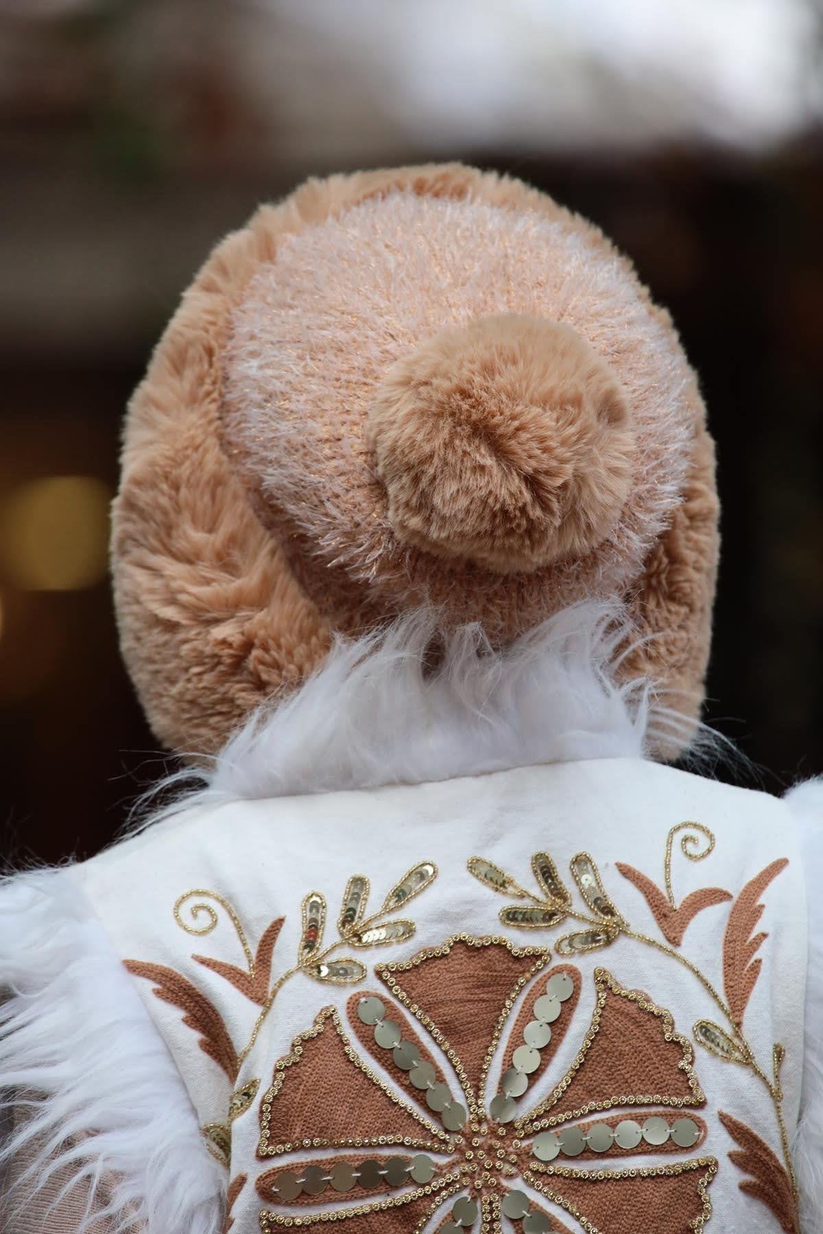 Sütlü Kahve Ponponlu Üzeri Tüylü Kürklü Pilot Şapka