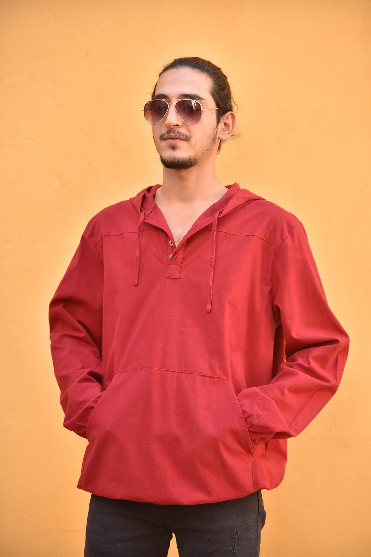 Bordo Kapşonlu Erkek Sweatshirt - Şaman Butik Bordo Kapşonlu Erkek Sweatshirt