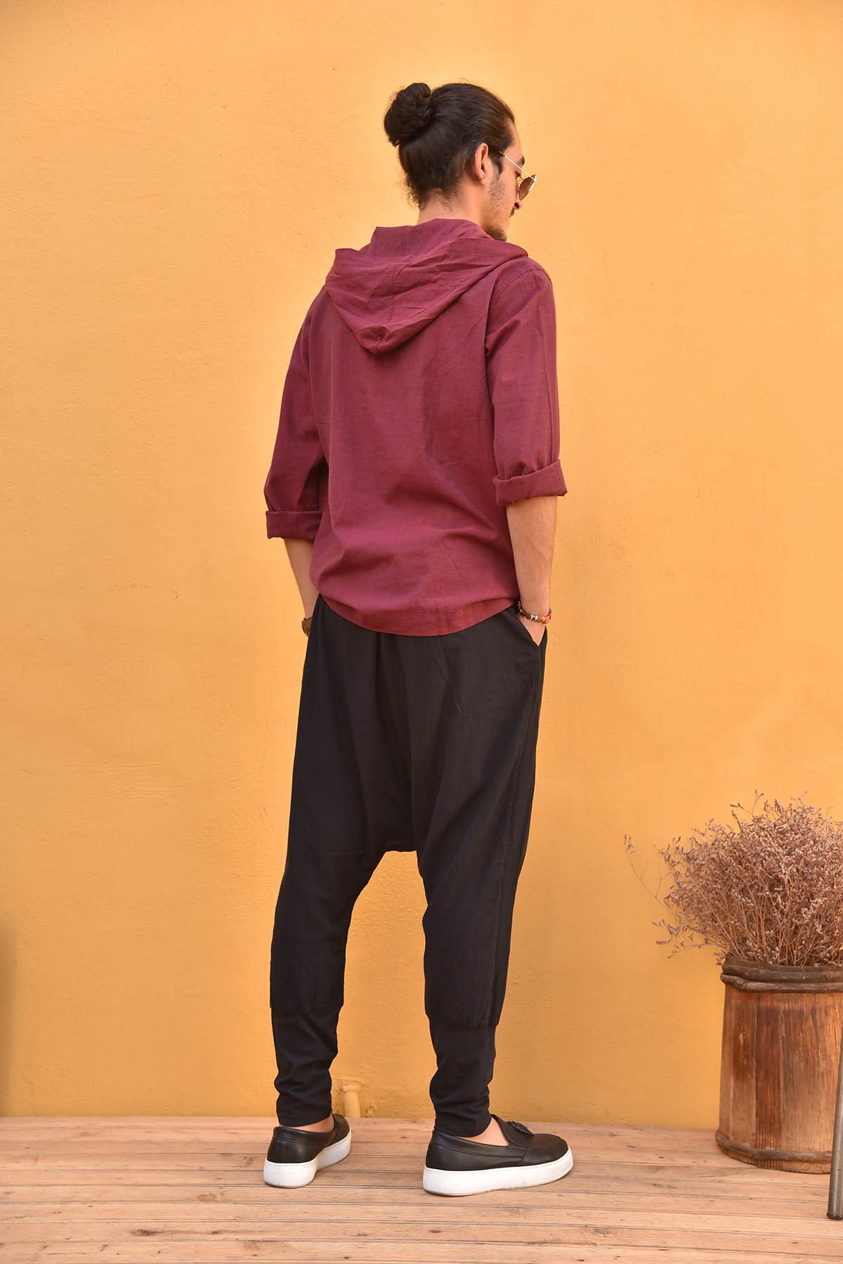 Bordo Kapşonlu Erkek Sweatshirt - Şaman Butik Bordo Kapşonlu Erkek Sweatshirt