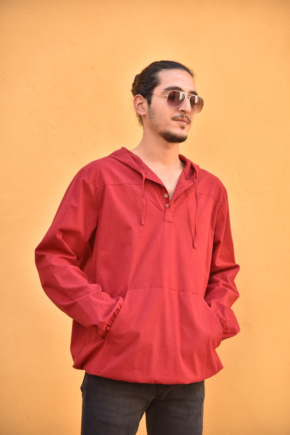 Bordo Kapşonlu Erkek Sweatshirt - Şaman Butik Bordo Kapşonlu Erkek Sweatshirt