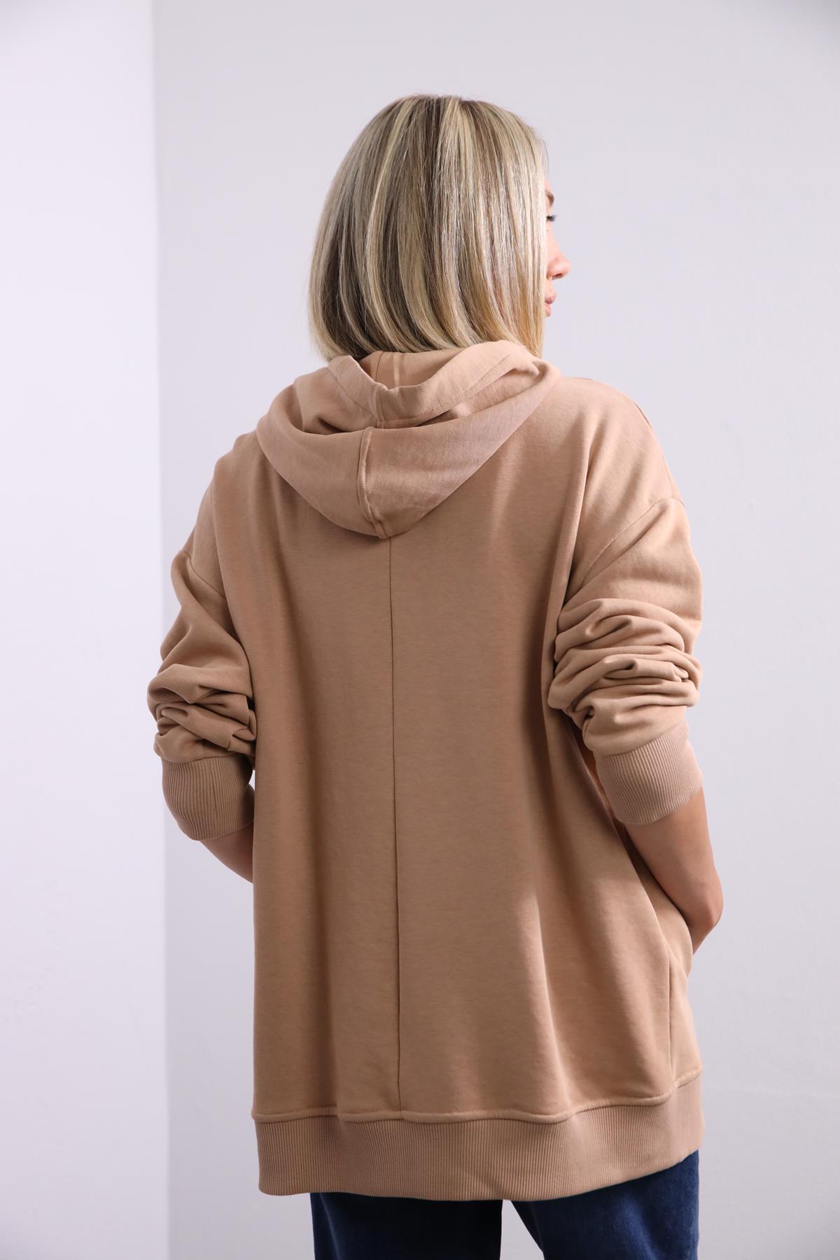 Camel Kangaroo Pocket Hoodie - Şaman Butik | Shop Online Camel Kangaroo Pocket Hoodie