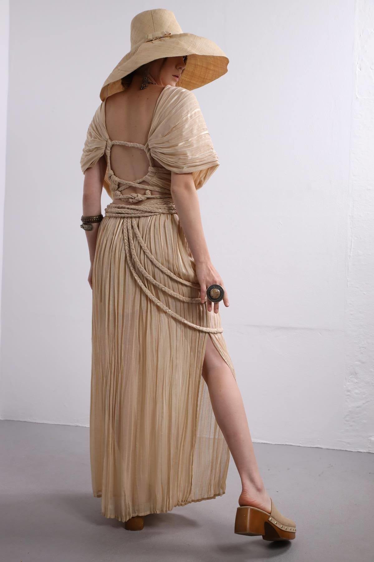 Beige Wrap Top And Skirt Set Beige Wrap Top And Skirt Set