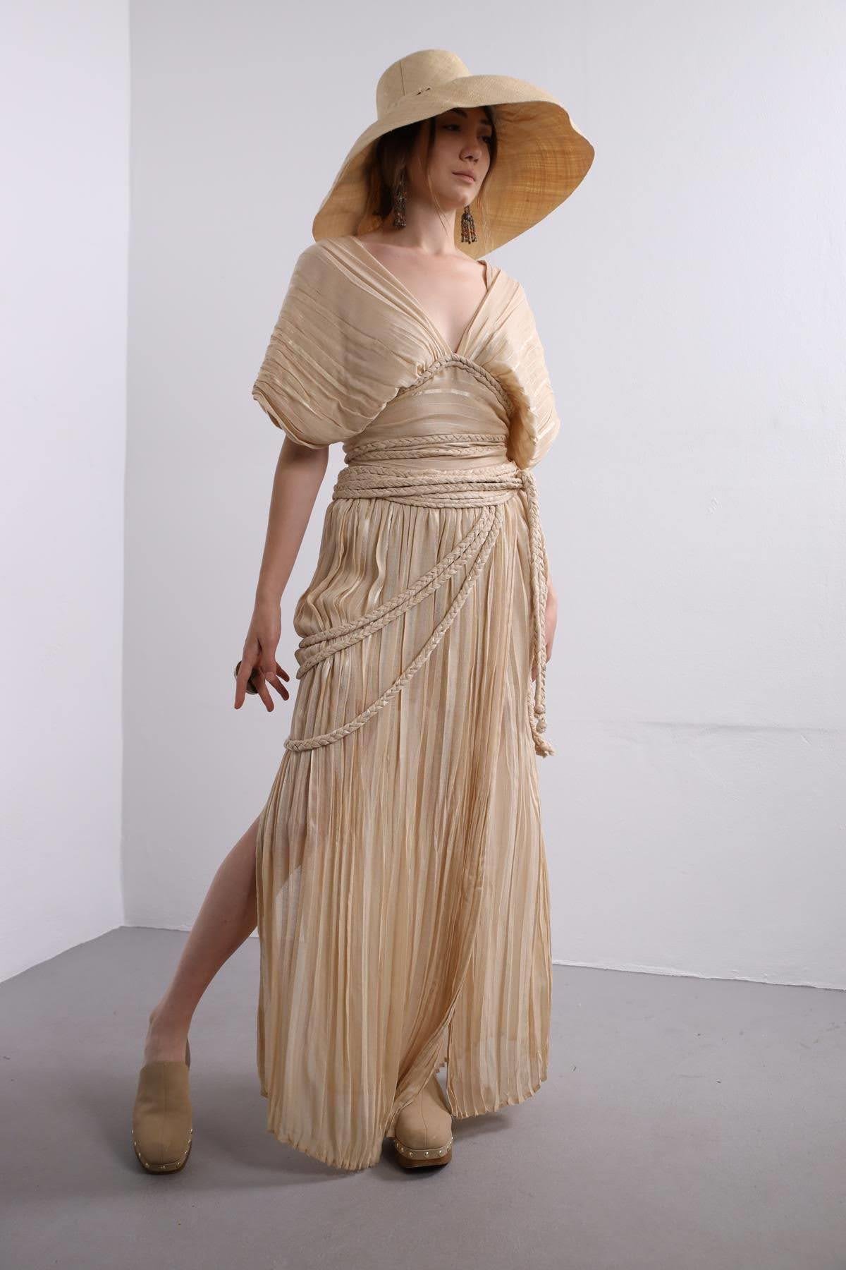 Beige Wrap Top And Skirt Set Beige Wrap Top And Skirt Set