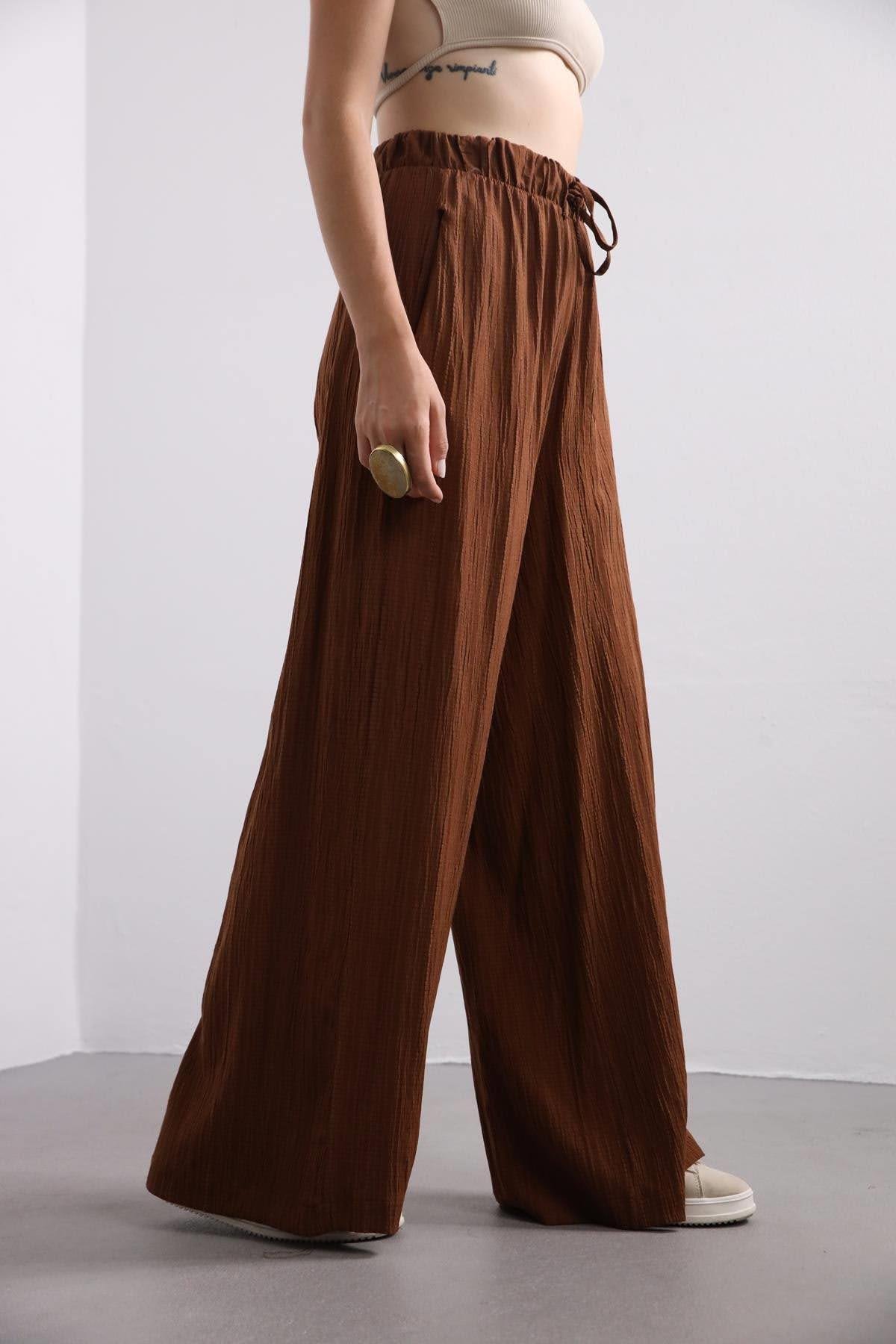  Kahverengi Gofre Uzun Kimono Takım