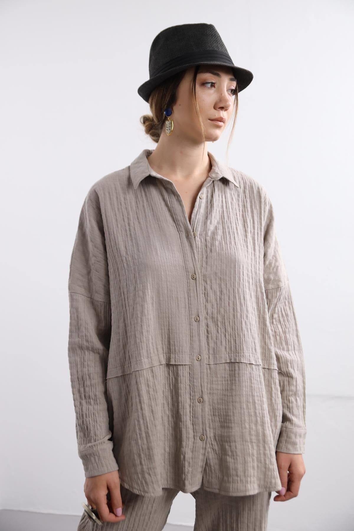  Vizon Rengi Gömlek ve Pantolon Takım