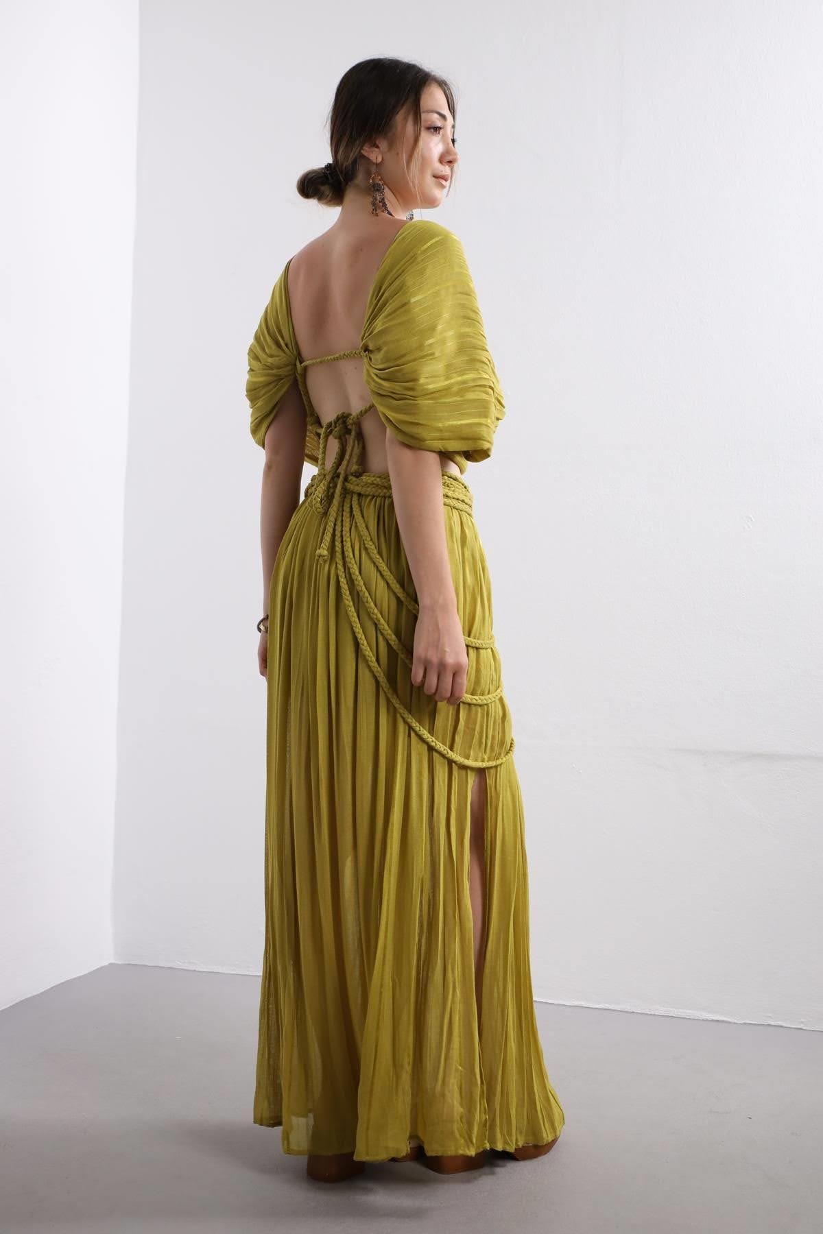 Oil Green Wrap Top And Skirt Set Oil Green Wrap Top And Skirt Set