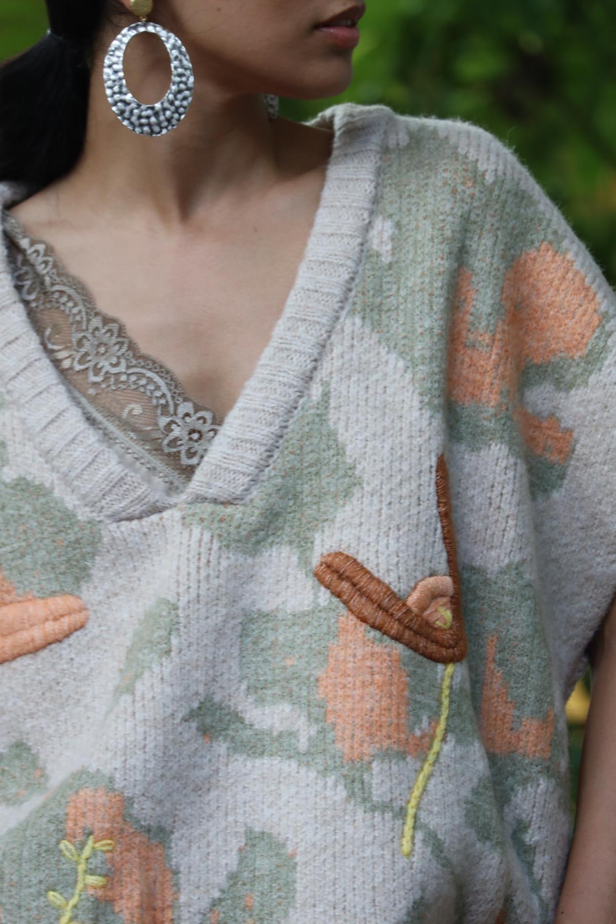 Beige Embossed Pullover