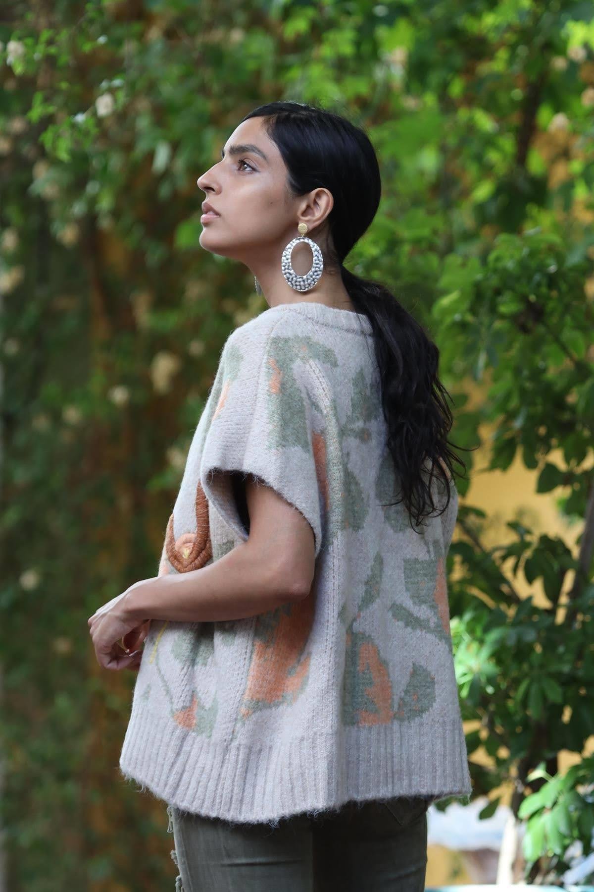 Beige Embossed Pullover