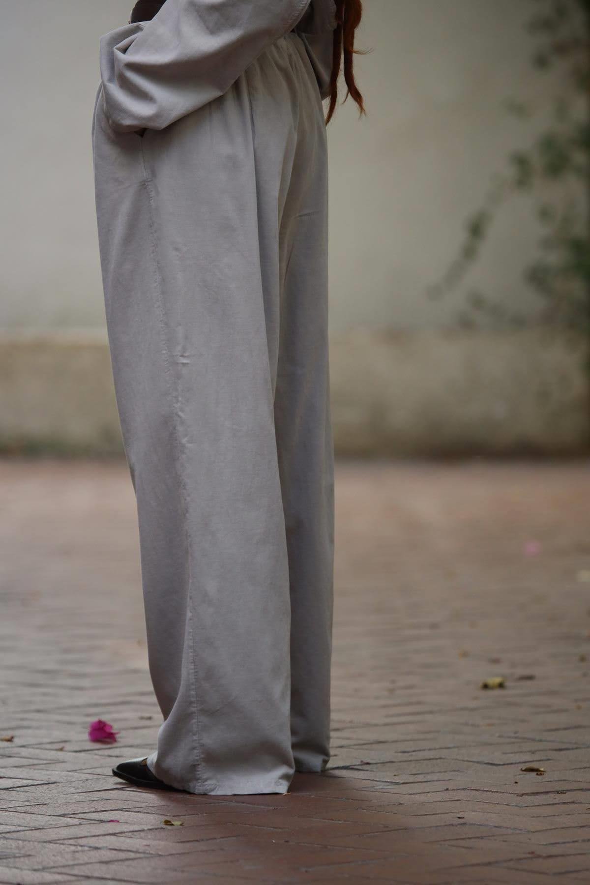 Taş Rengi Kadife Ceket ve Pantolon Takım