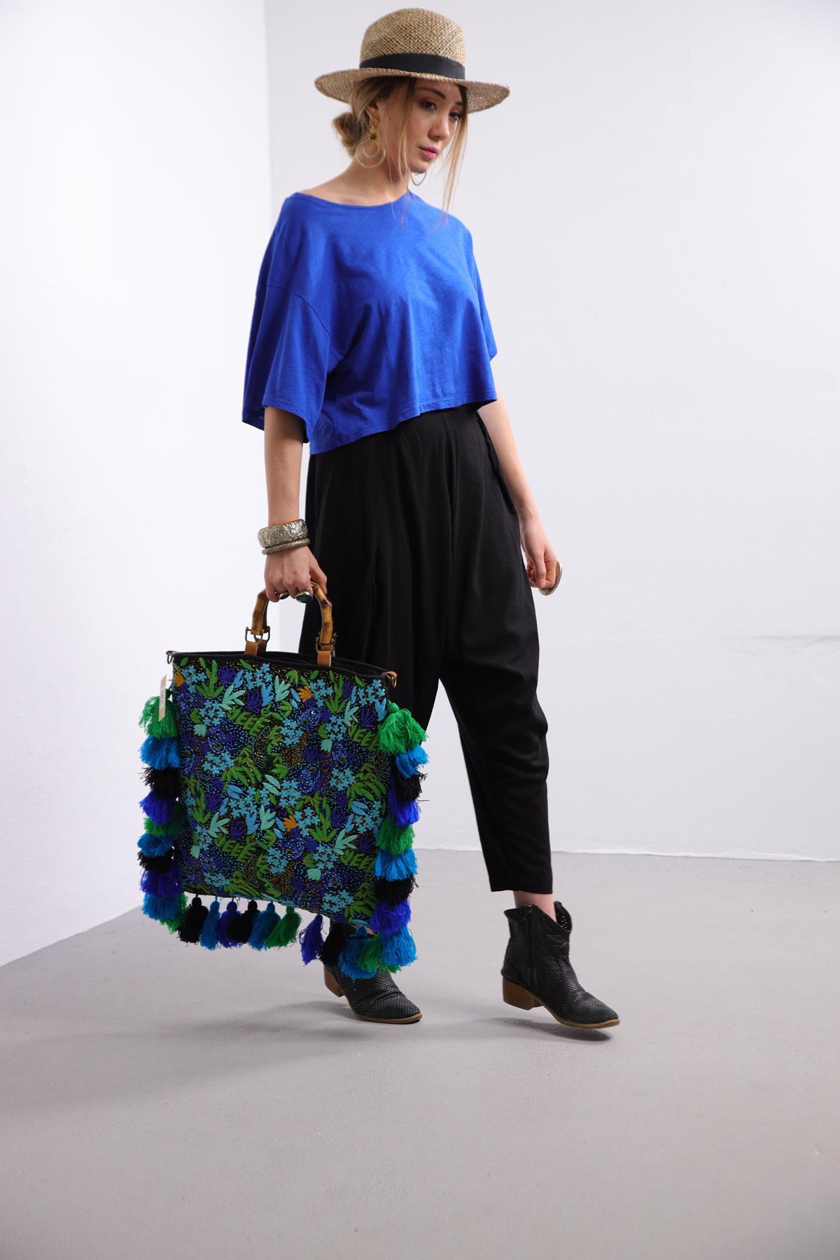  Saks Mavisi Kısa Tshirt