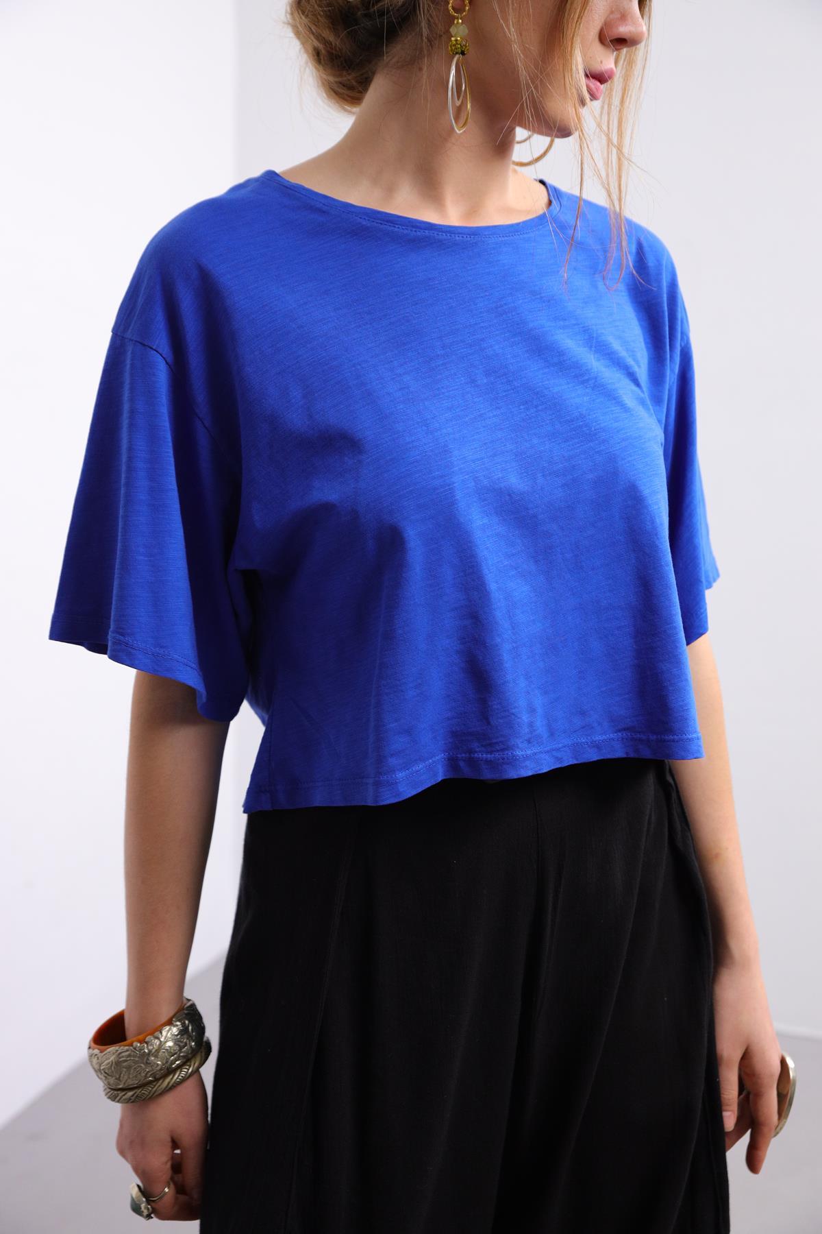  Saks Mavisi Kısa Tshirt