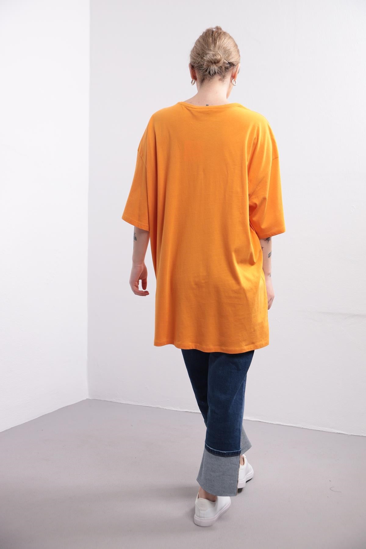 Turuncu Oversize Tshirt - Şaman Butik Turuncu Oversize Tshirt