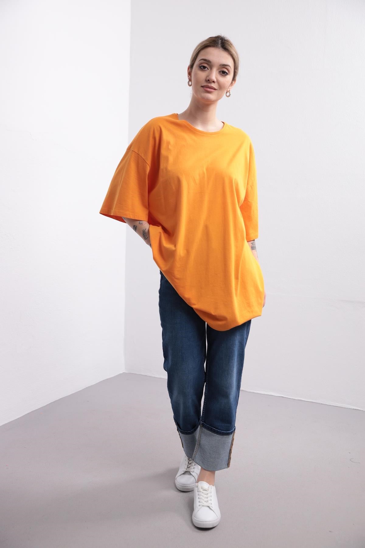 Turuncu Oversize Tshirt - Şaman Butik Turuncu Oversize Tshirt