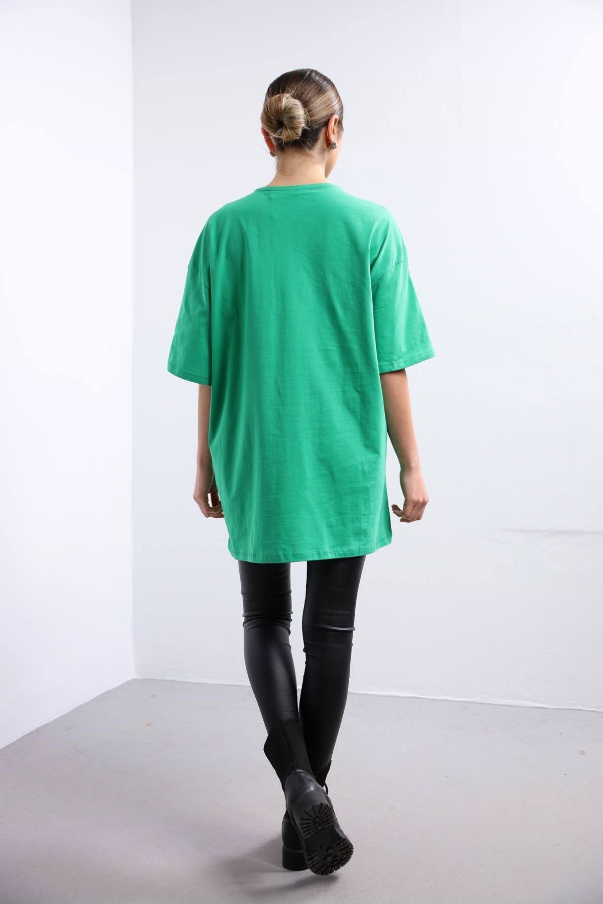 Yeşil Oversize Tshirt - Şaman Butik Yeşil Oversize Tshirt