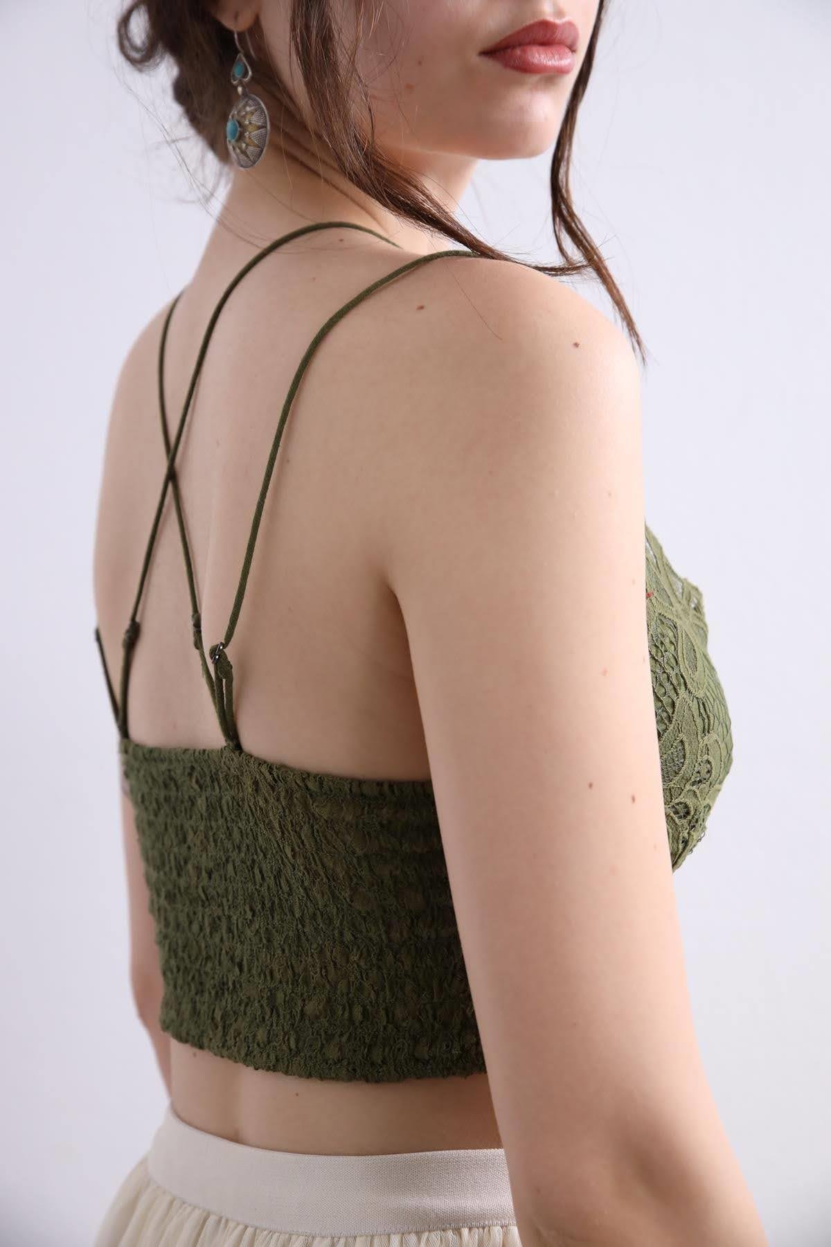  Haki Dantel Bralet