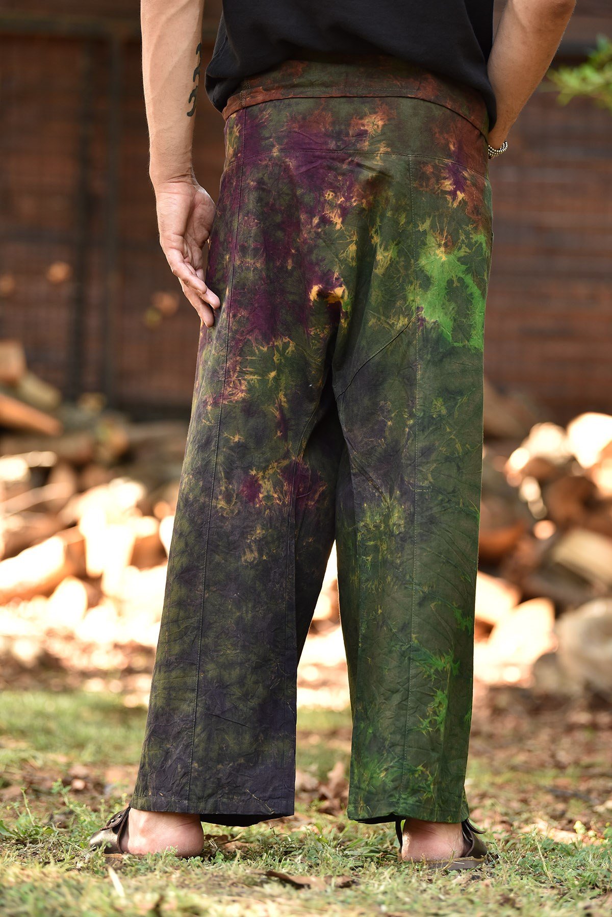 Yeşil Batik Desenli Thai Pantolon