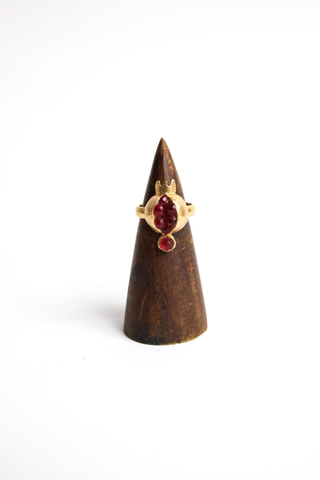  Altın Kaplama Doğal Taşlı Nar Tasarım Yüzük