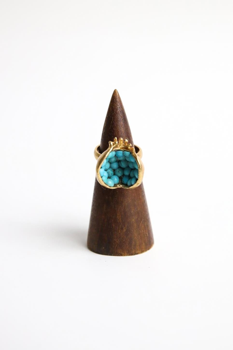  Altın Kaplama Turkuaz Taşlı Yüzük