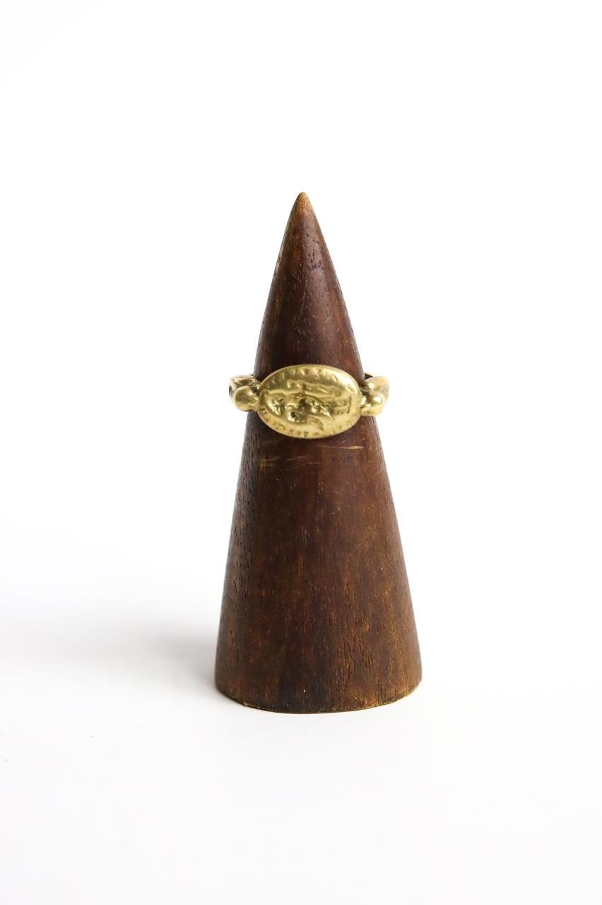  Bronz Tasarım Oval Antik Parça Detaylı Yüzük