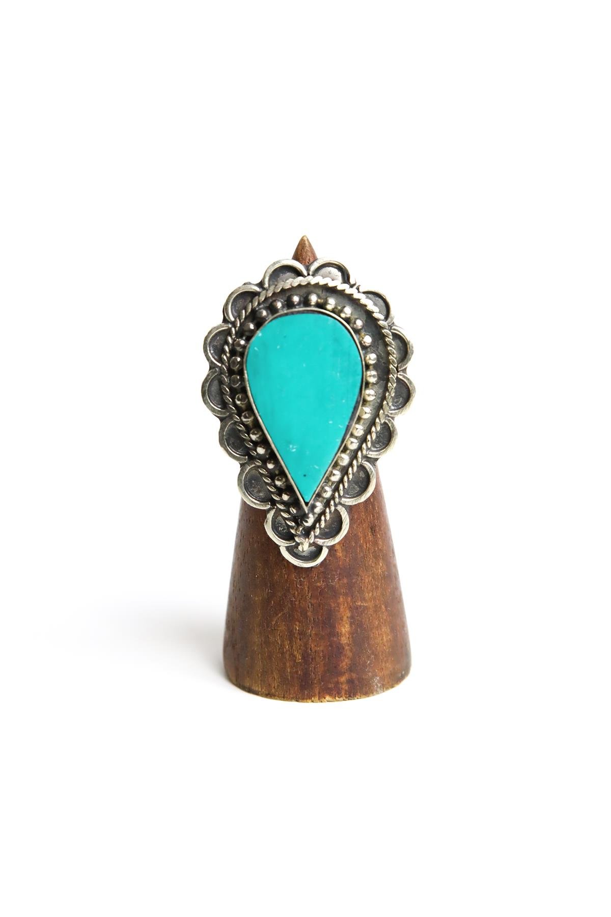  Gümüş Kaplama Turkuaz Ayarlanabillir Yüzük