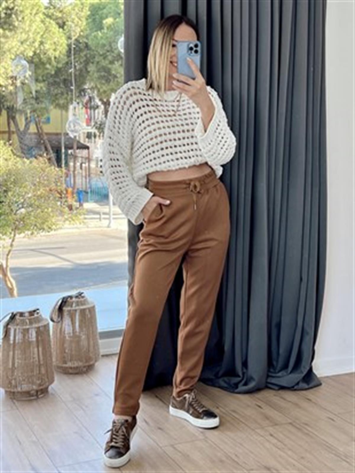 103009 YUMUŞAK DOKULU PANTOLON CAMEL