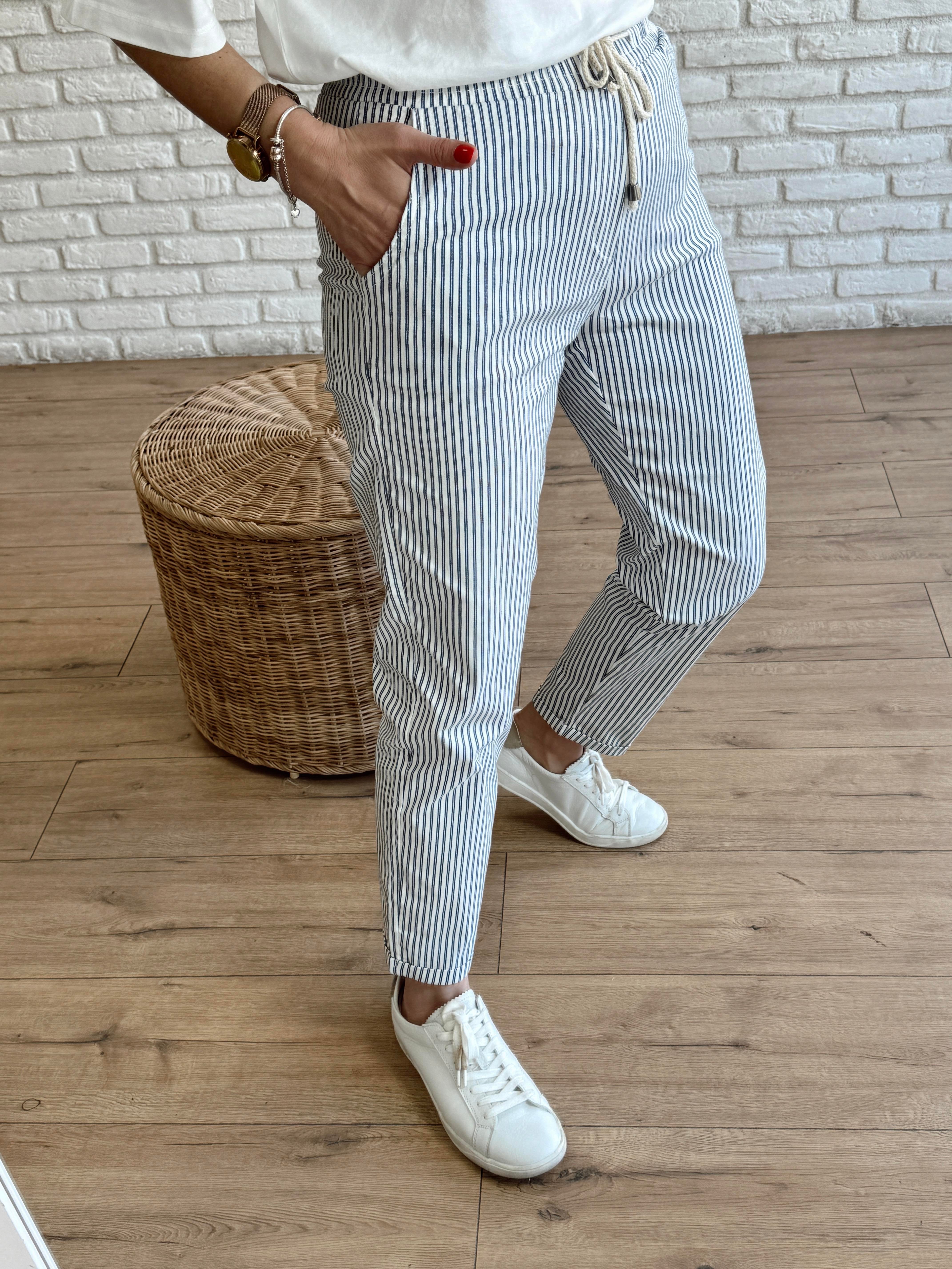 1046 ÇİZGİLİ PANTOLON BEYAZ