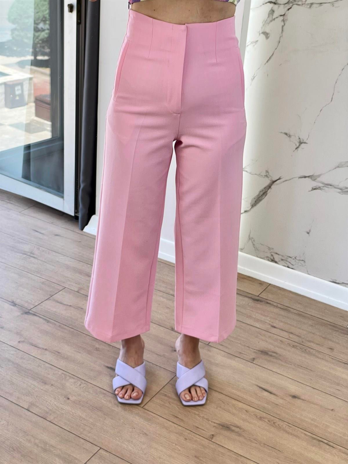 2000 ÖNÜ FİLETOLU BOL PAÇA PANTOLON PEMBE