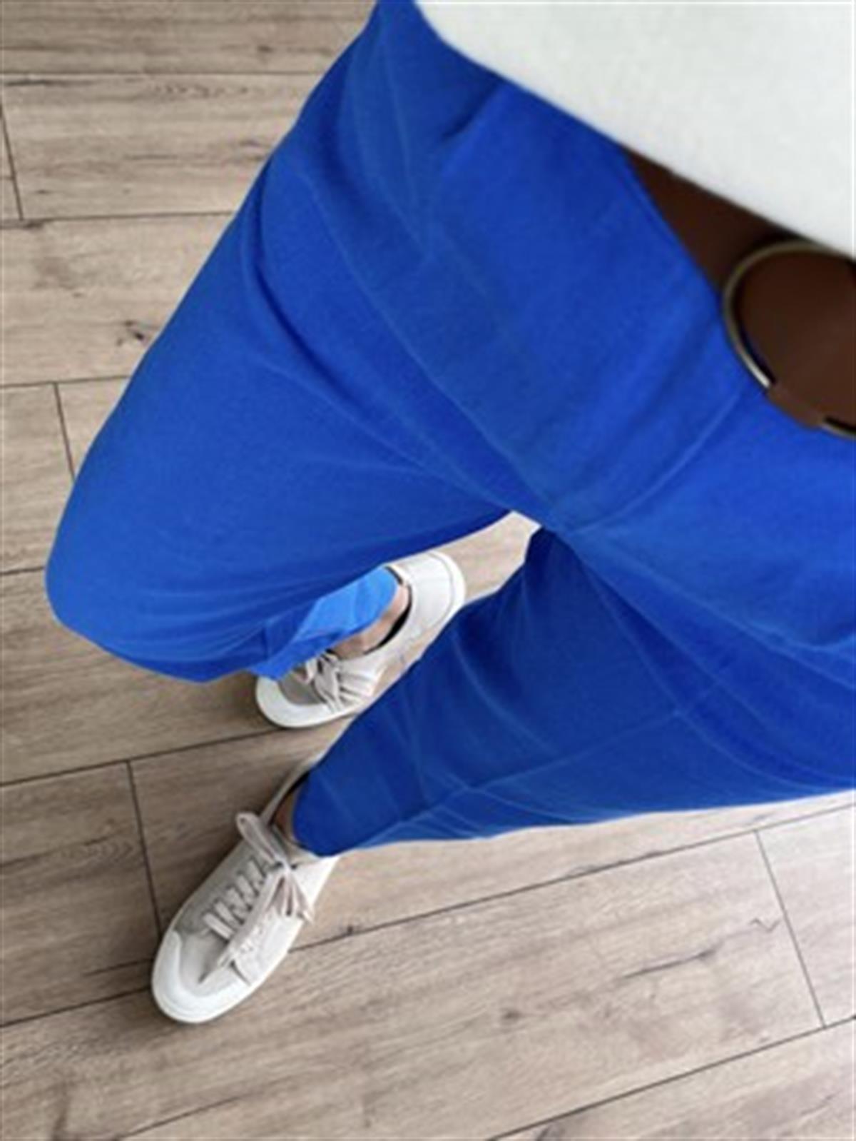 21K70755 BELİ KEMERLİ PANTOLON SAKS
