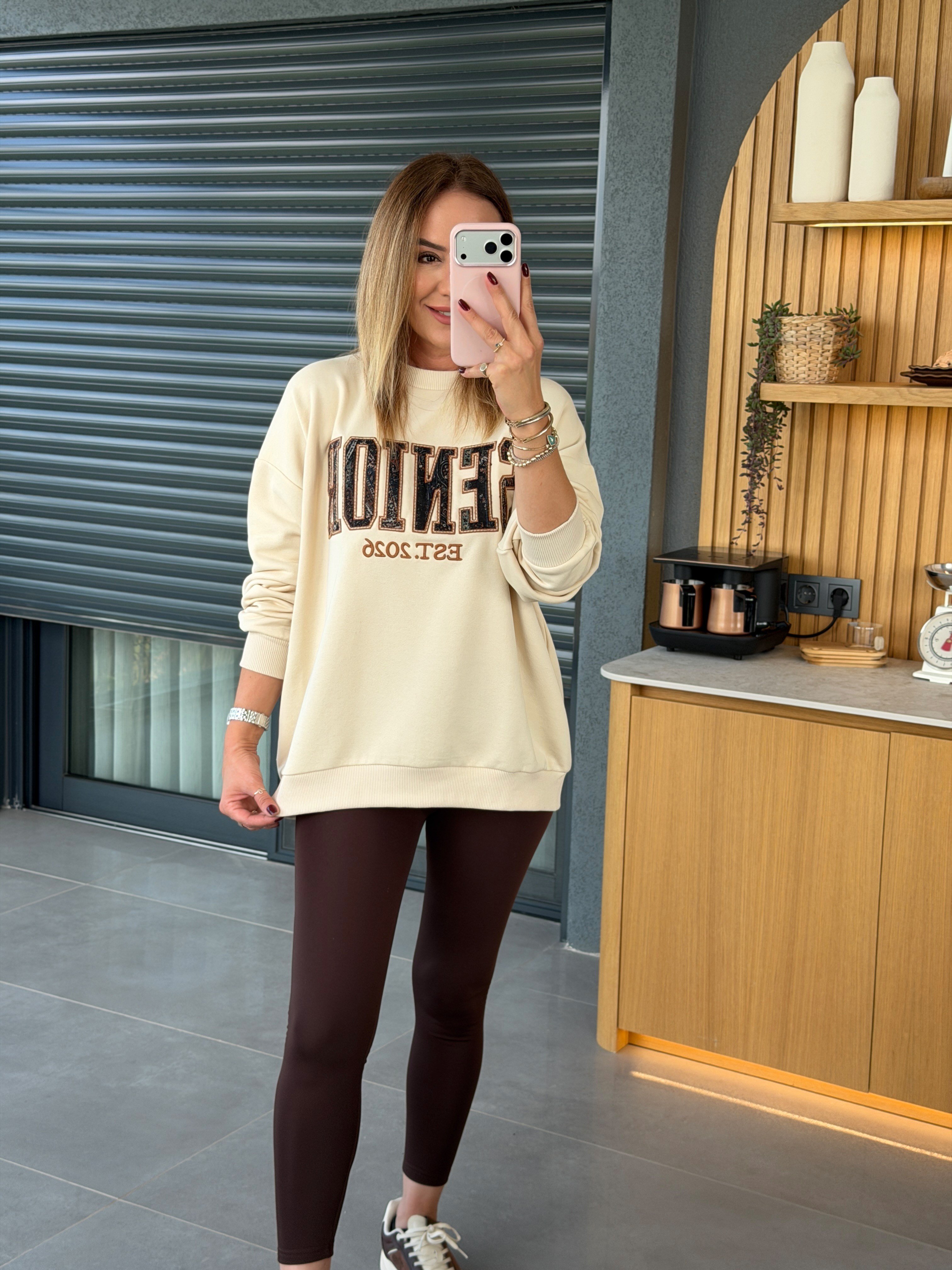 2657 NAKIŞ DETAYLI SWEAT GRİ