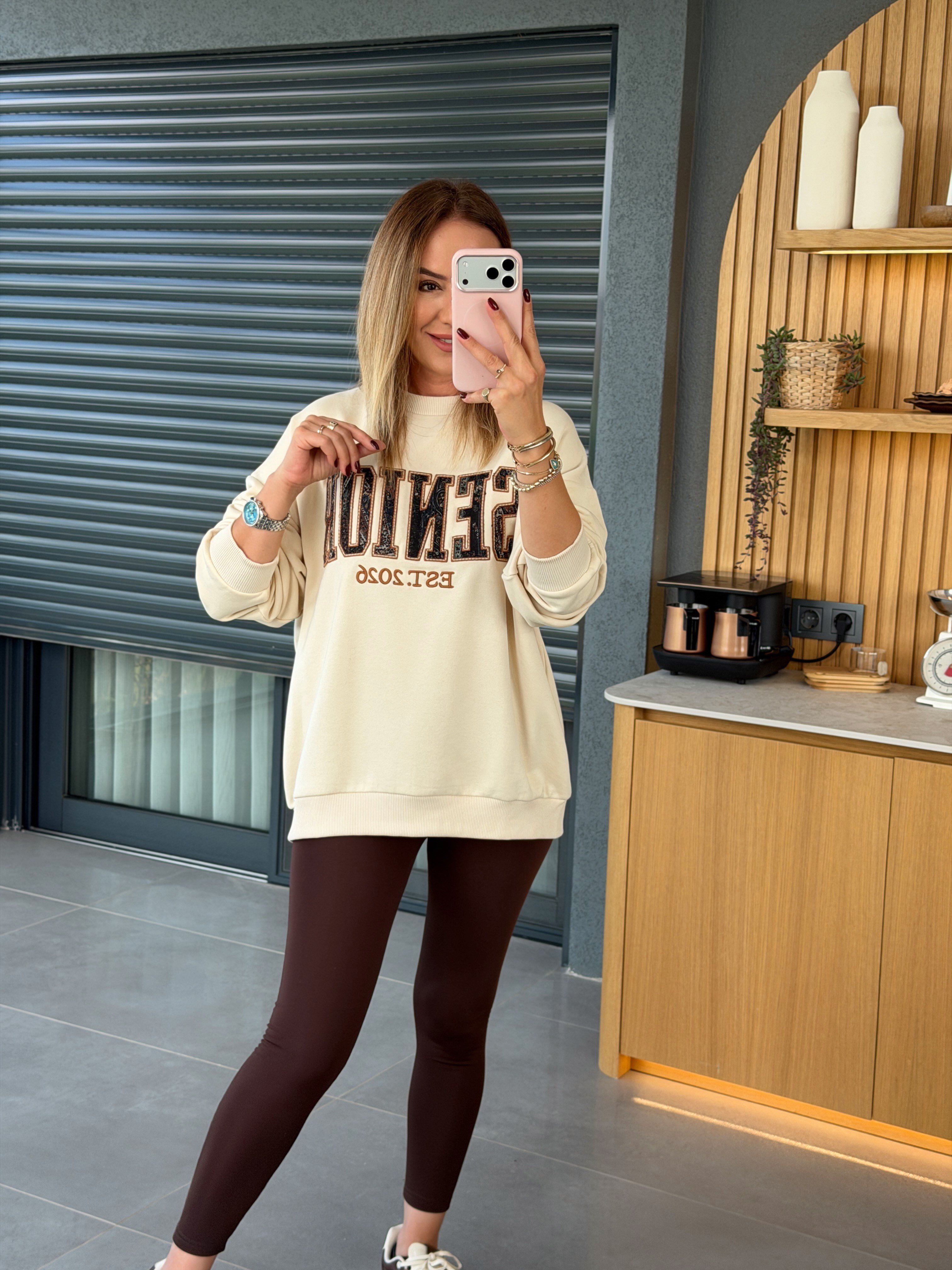2657 NAKIŞ DETAYLI SWEAT GRİ
