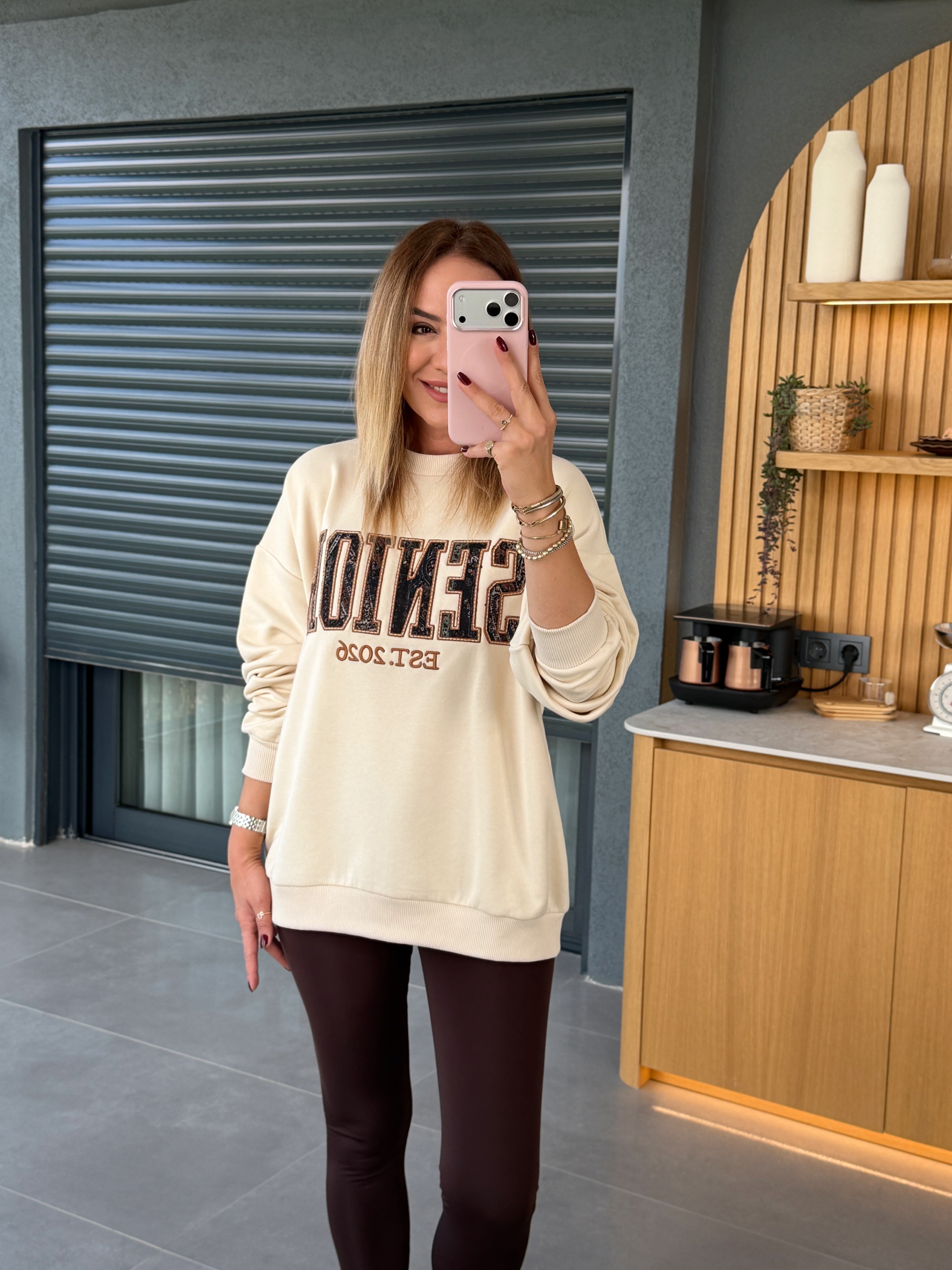 2657 NAKIŞ DETAYLI SWEAT GRİ