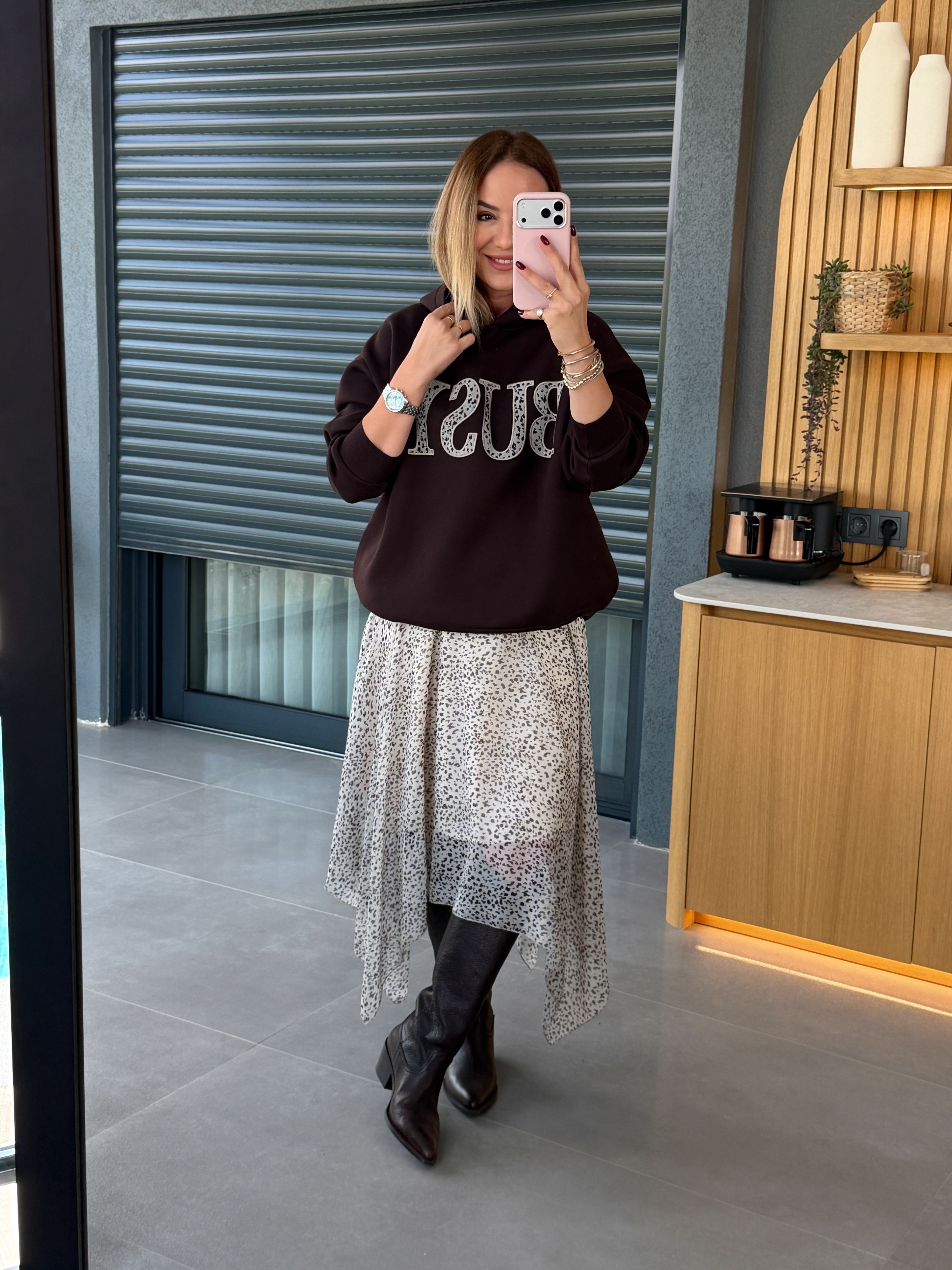 2679 APLİKE DETAYLI SWEAT KAHVE