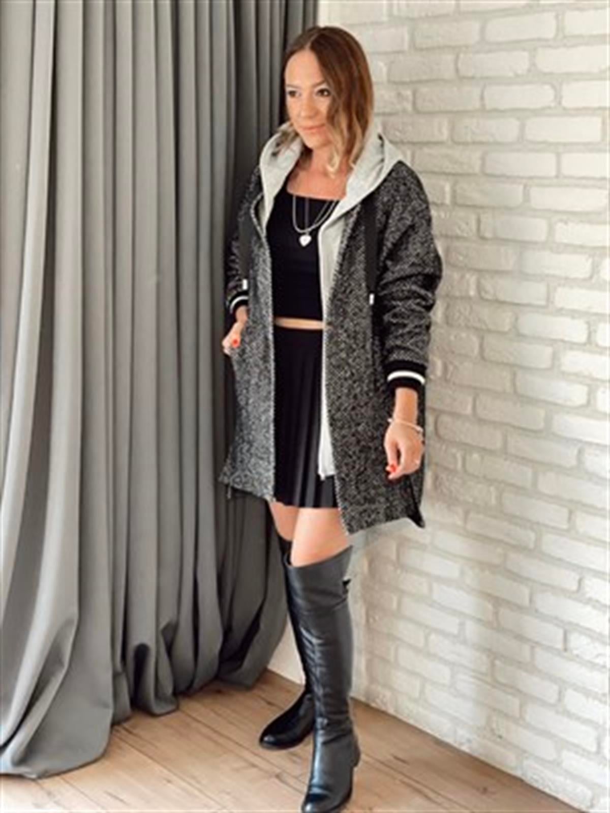 89669 KAPÜŞONLU KABAN GRİ