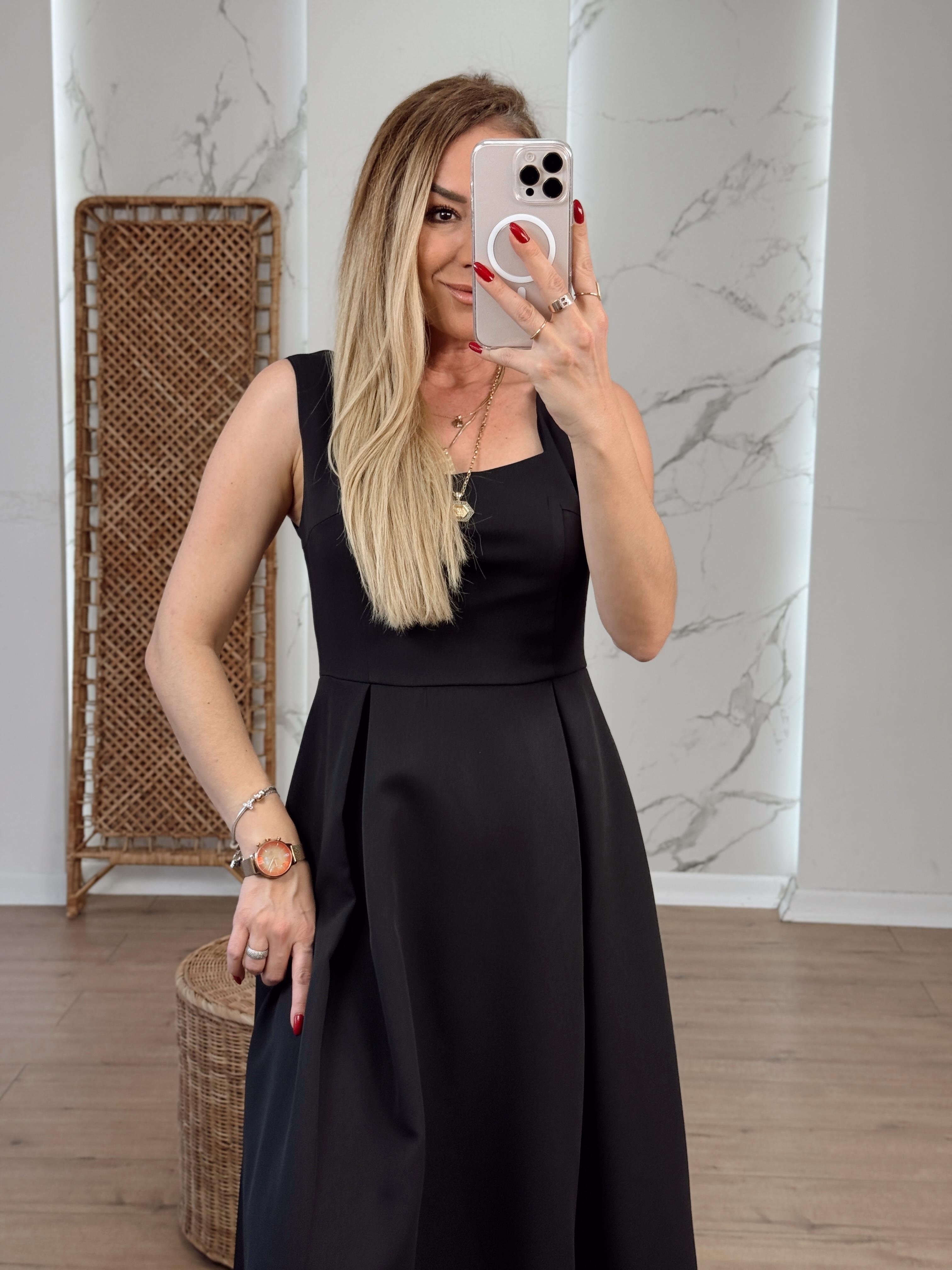Askılı Balon Elbise SİYAH