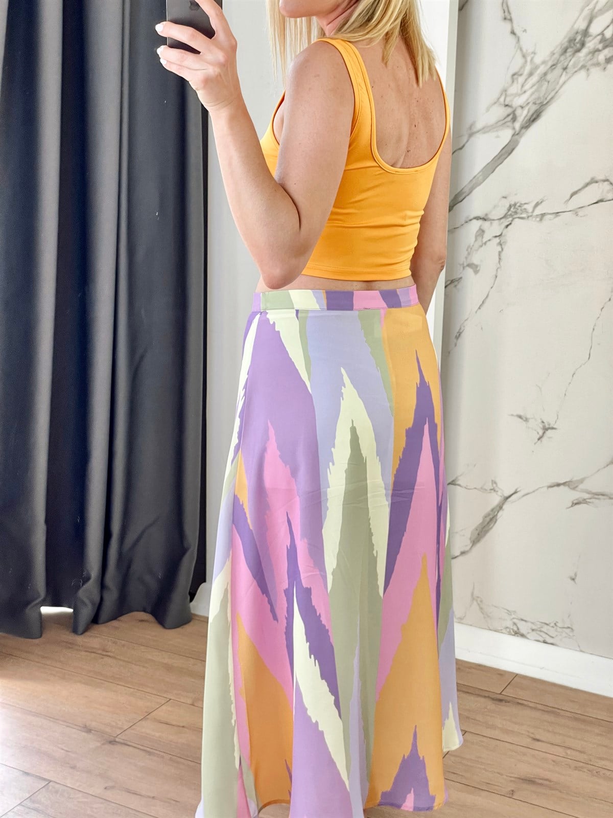 Askılı Crop Bluz Turuncu