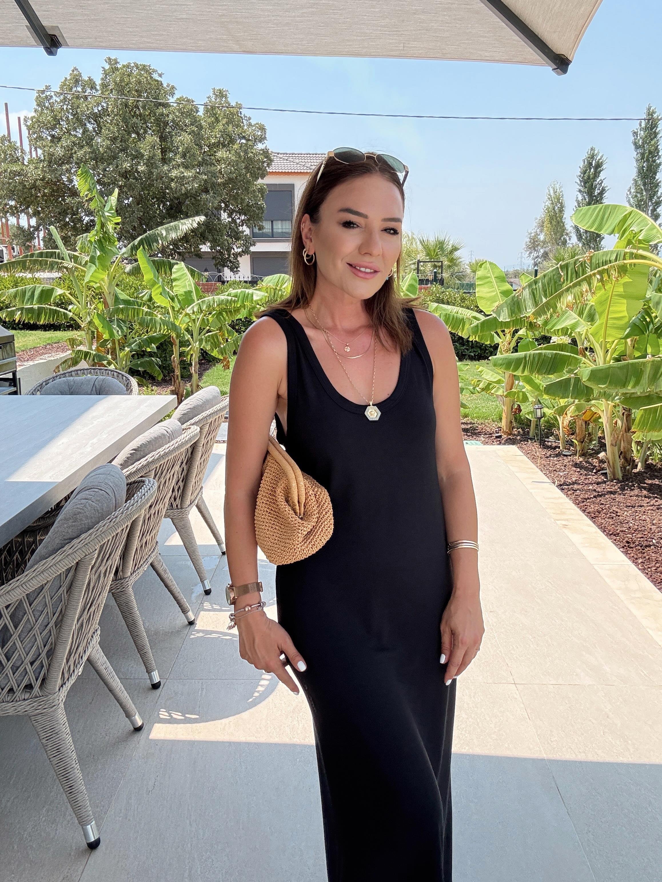 Askılı Modal Elbise SİYAH