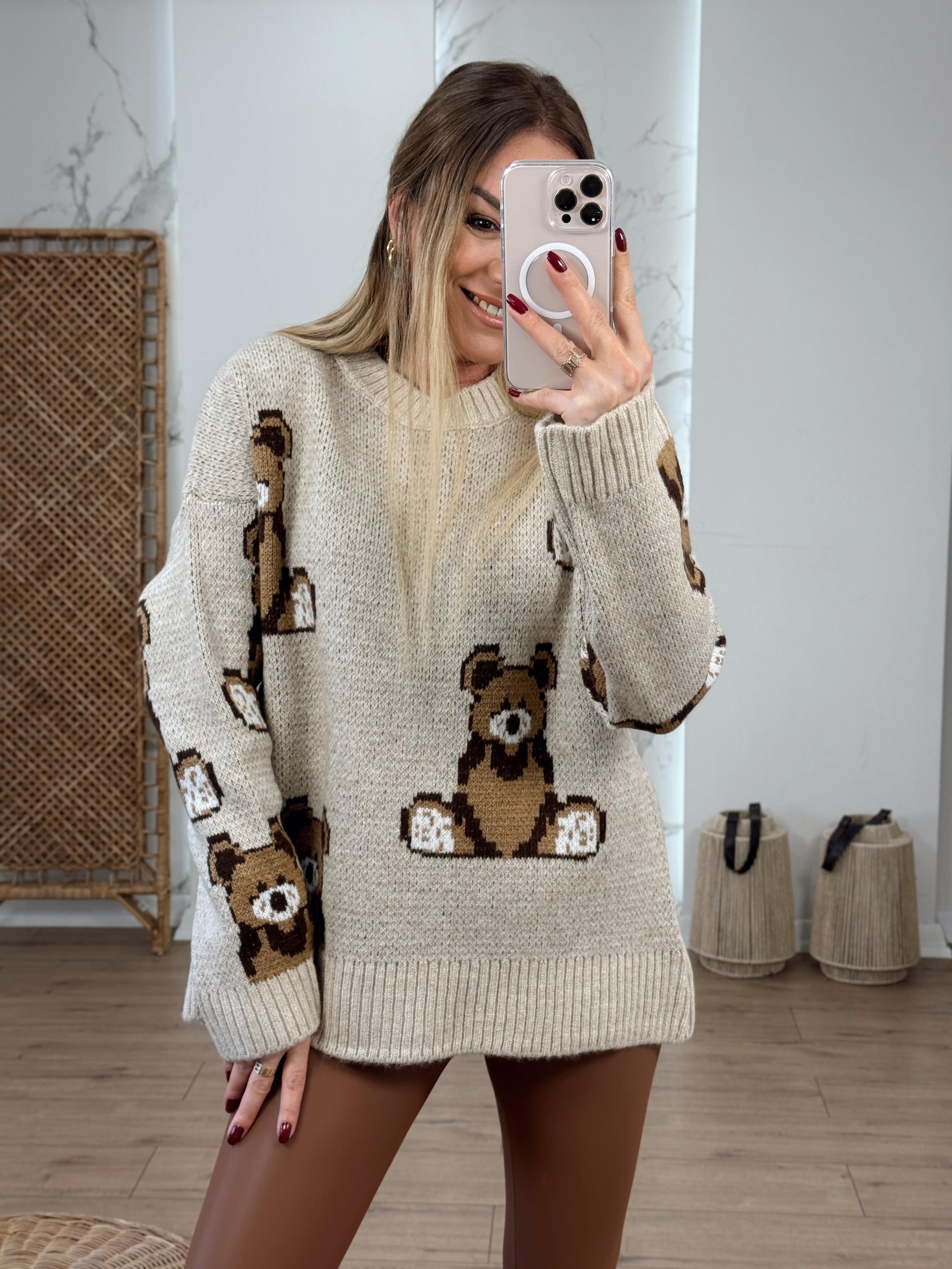 Ayıcıklı Oversize Kazak BEJ