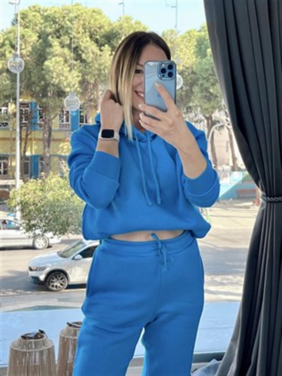 BASİC KAPÜŞONLU EŞOFMAN TAKIMI MAVİ