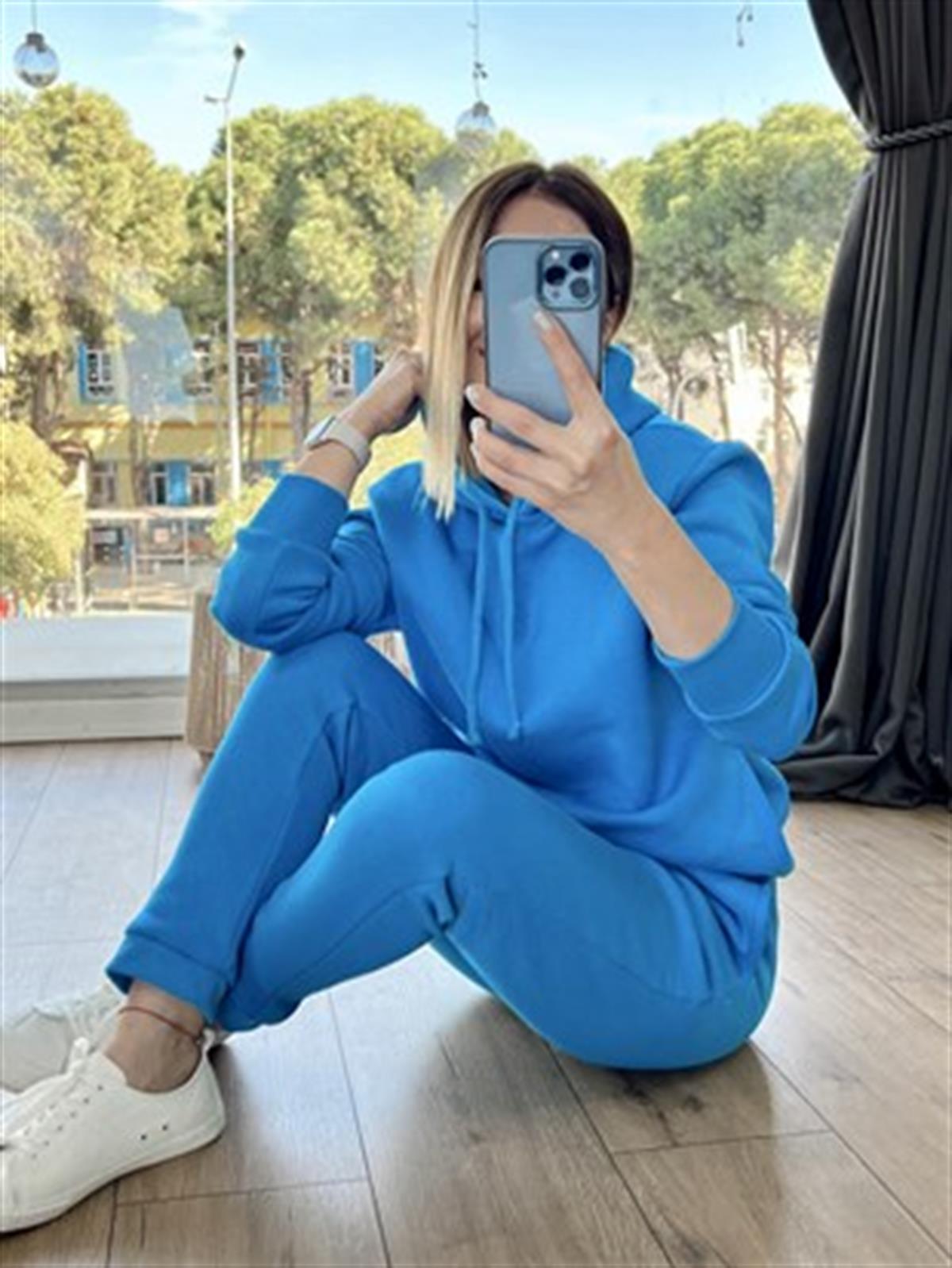 BASİC KAPÜŞONLU EŞOFMAN TAKIMI MAVİ